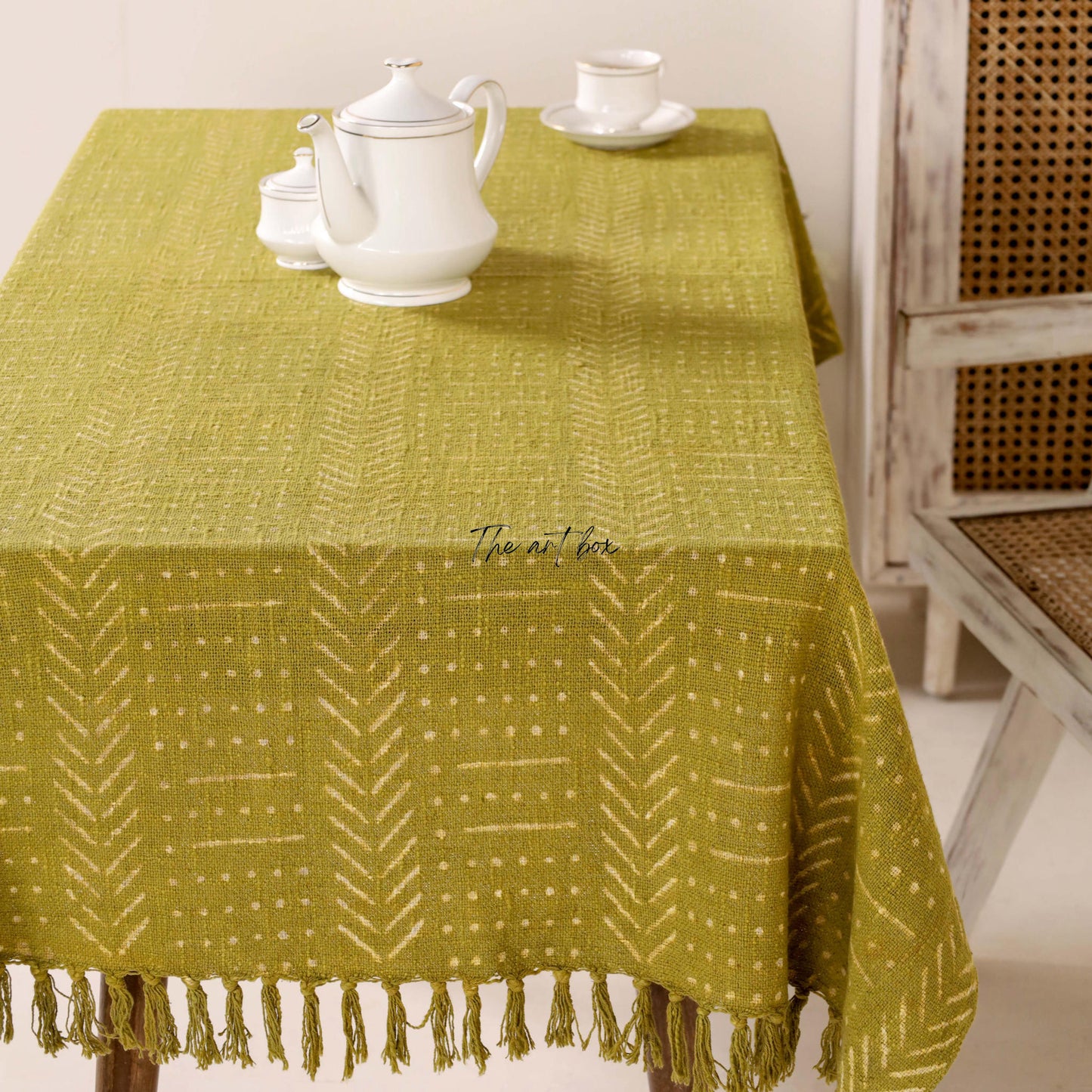 Brown Table Cover With white Stripe