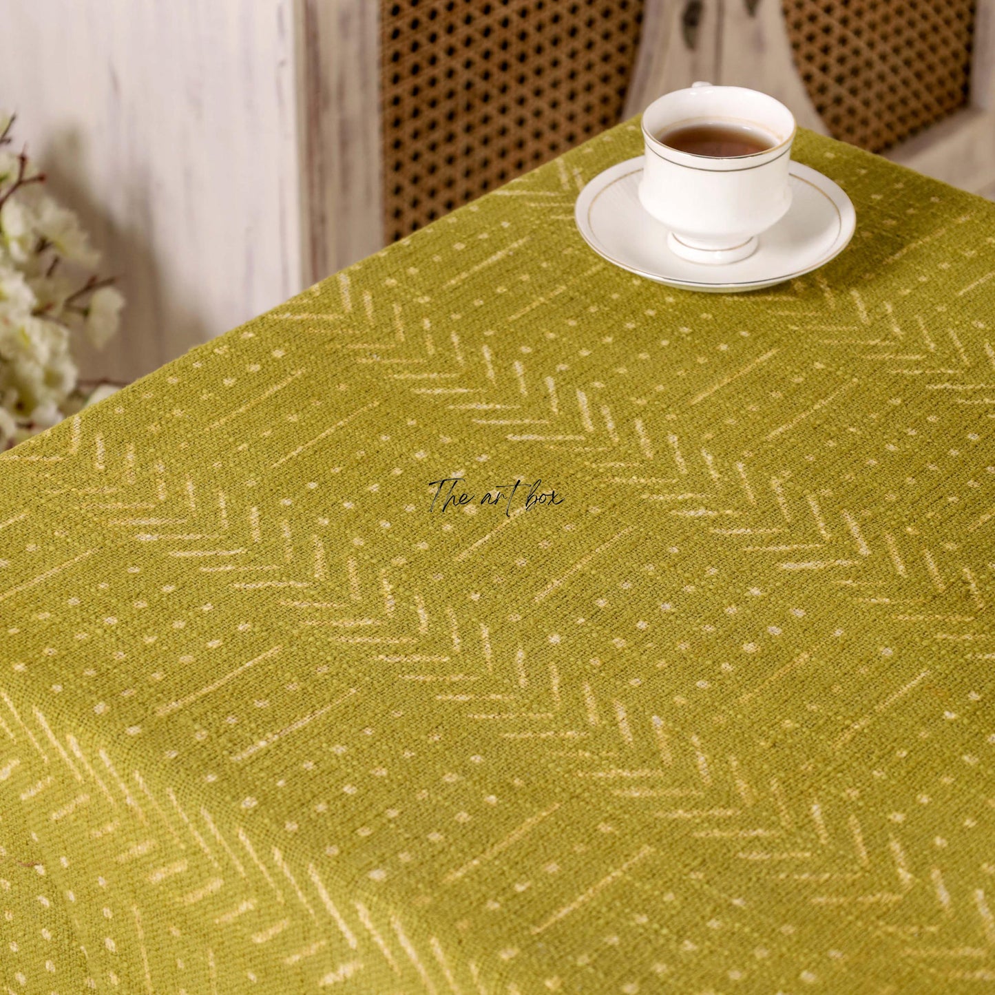 Brown Table Cover With white Stripe