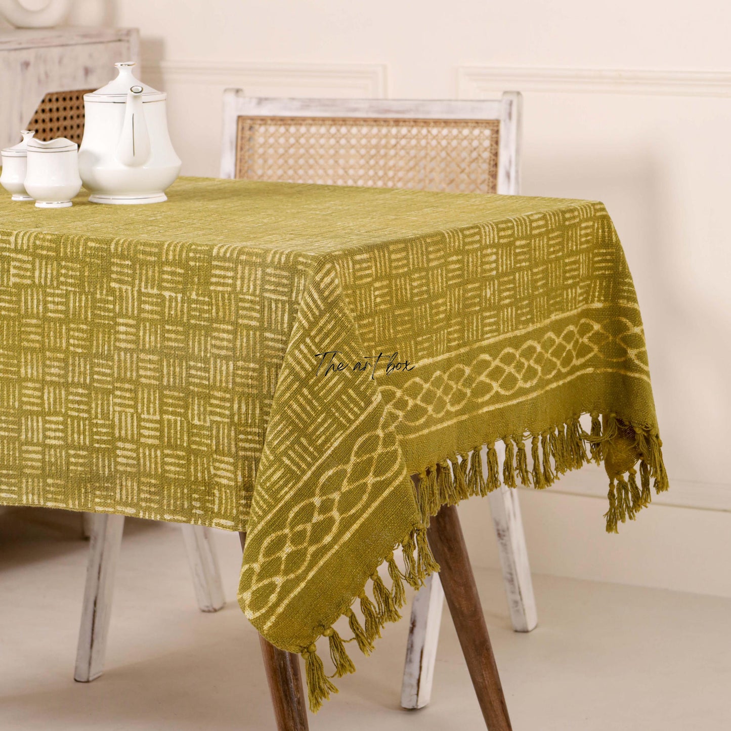 Golden With Floral Table Cover