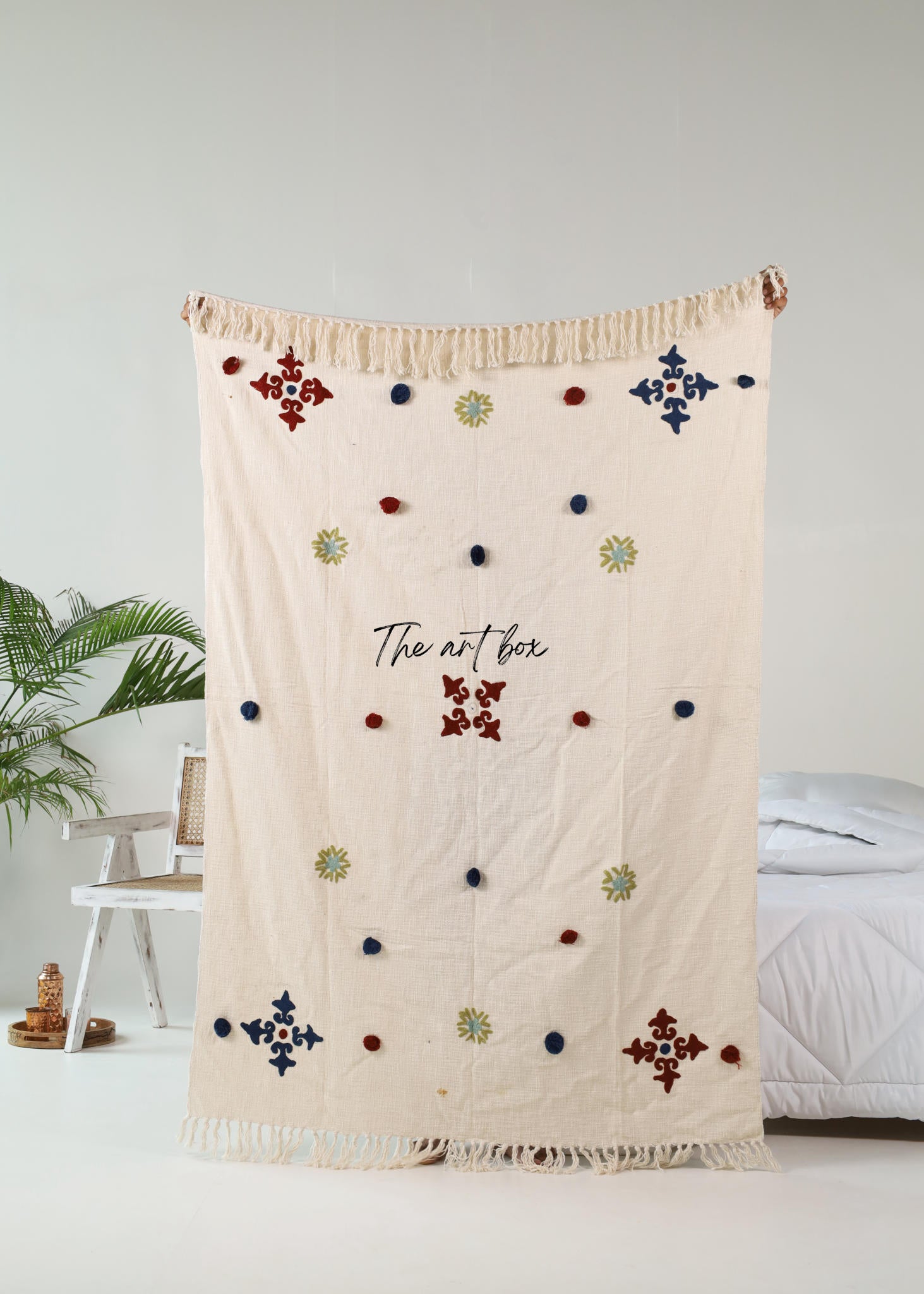 Floral Embroidered Throw