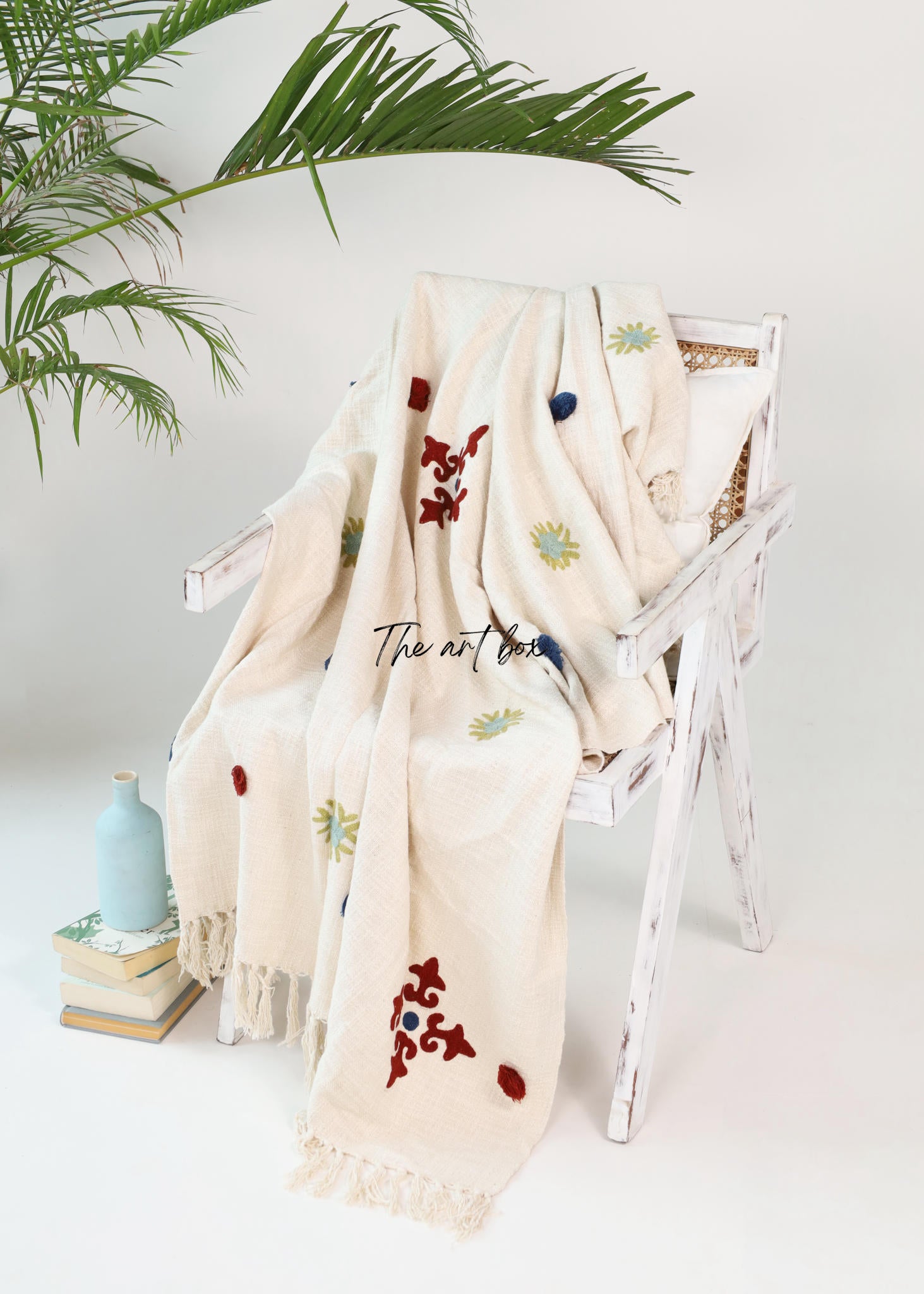 Floral Embroidered Throw