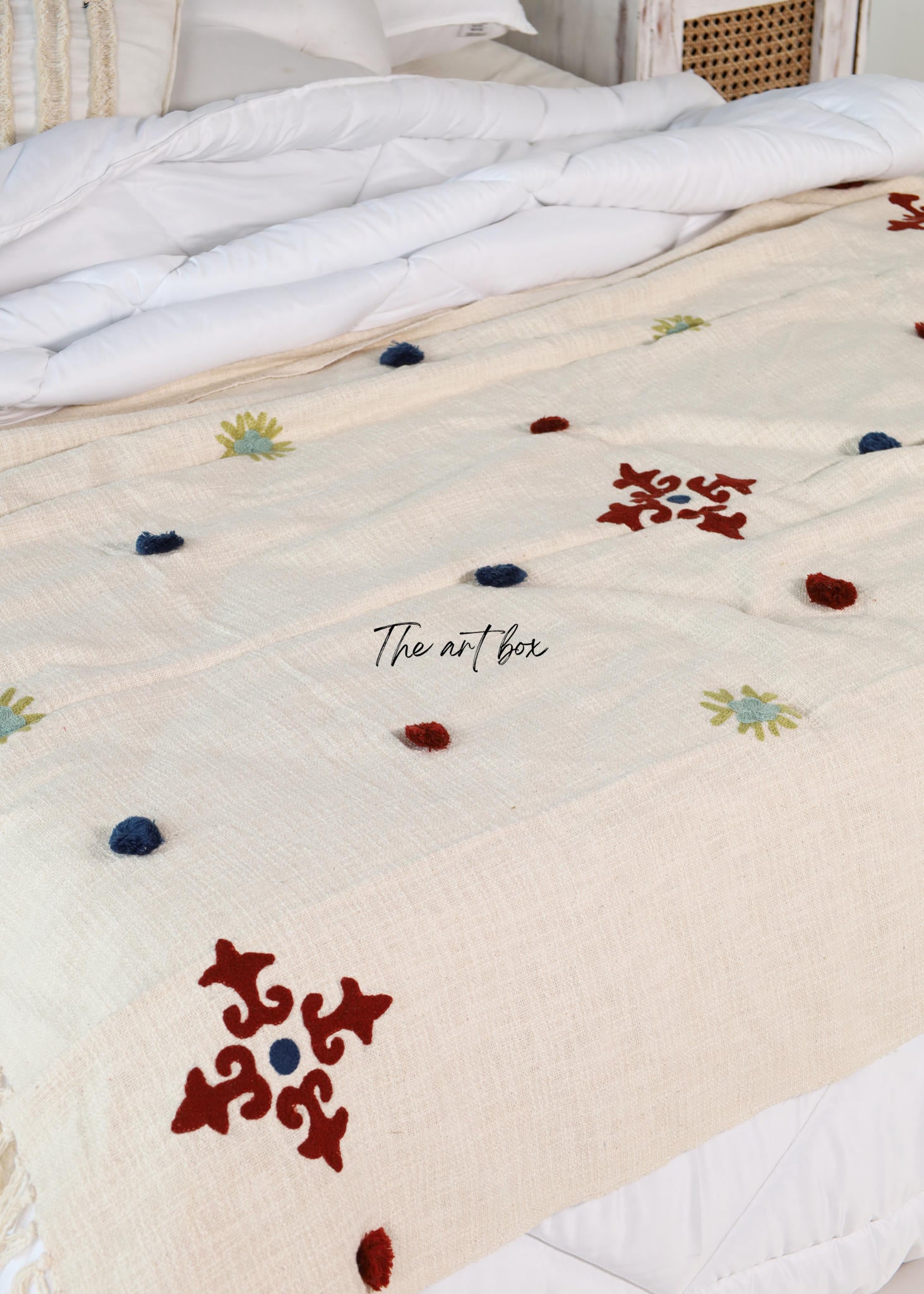 Floral Embroidered Throw