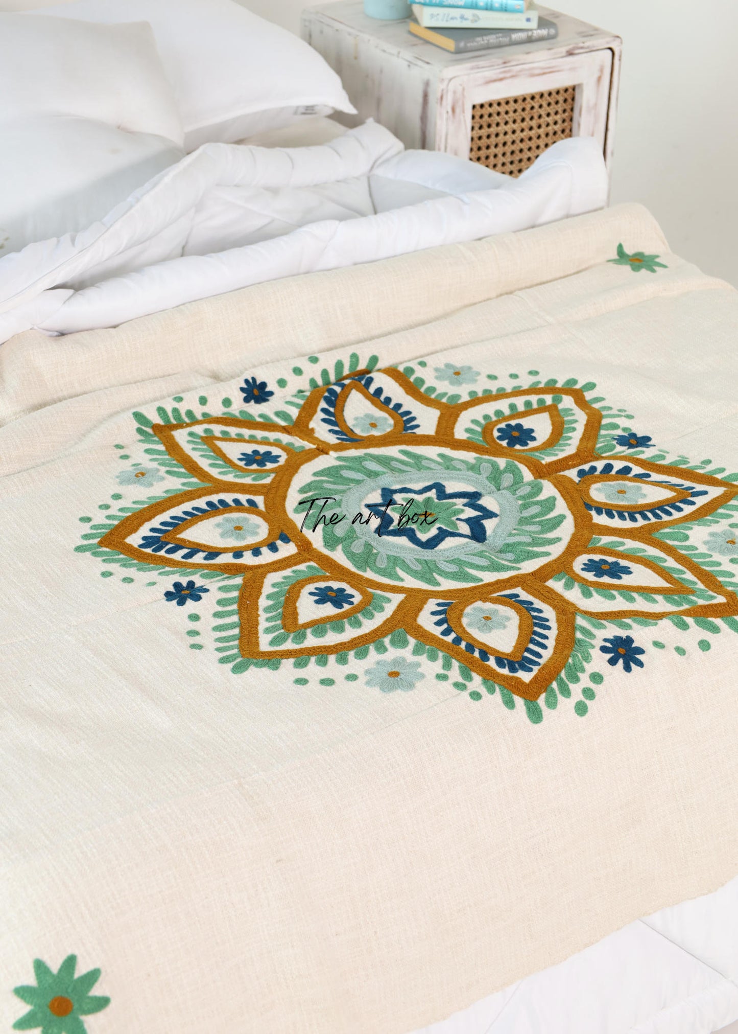 Floral Mandala Embroidered Throw