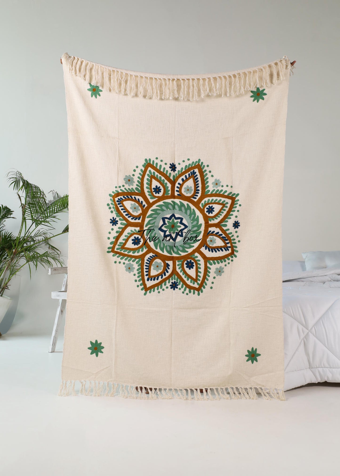 Floral Mandala Embroidered Throw