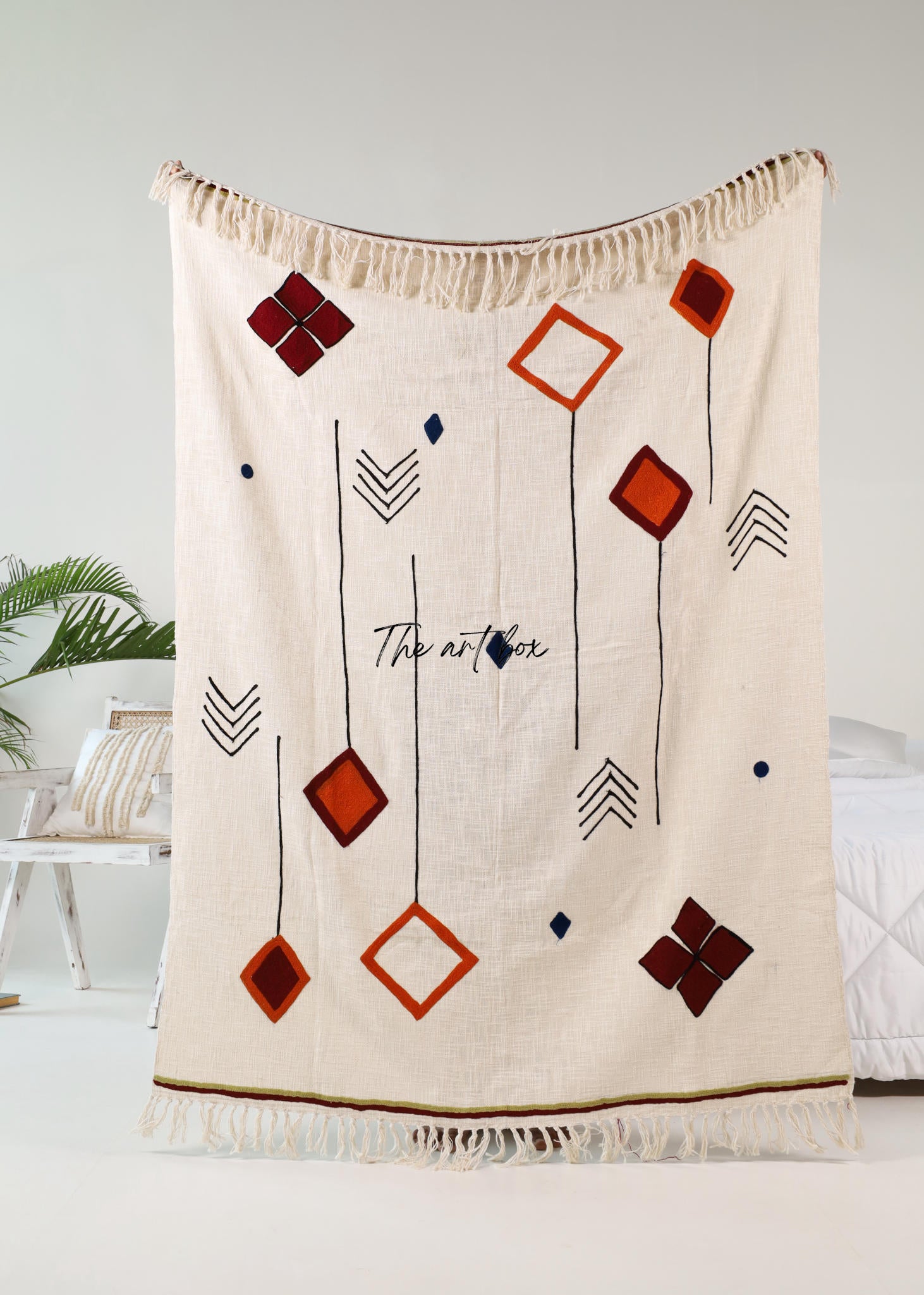 Boho Wall Embroidered Throw