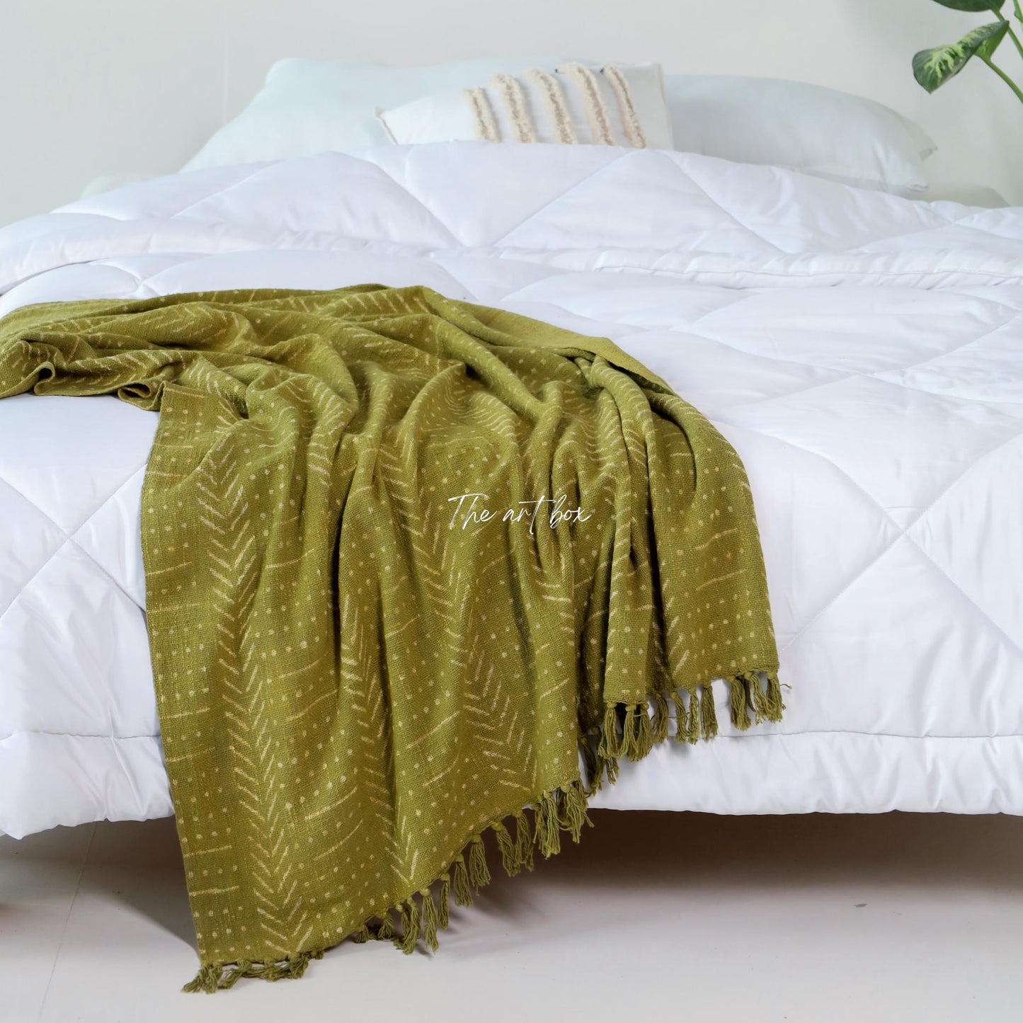 Green Daabu Print Throw