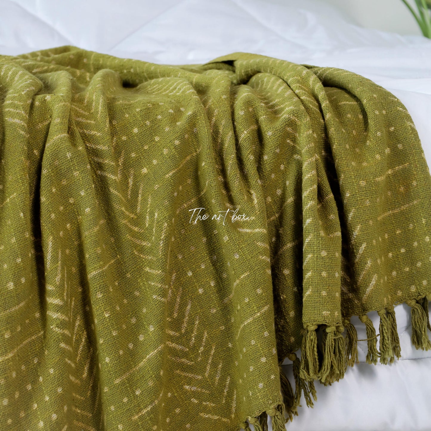 Green Daabu Print Throw