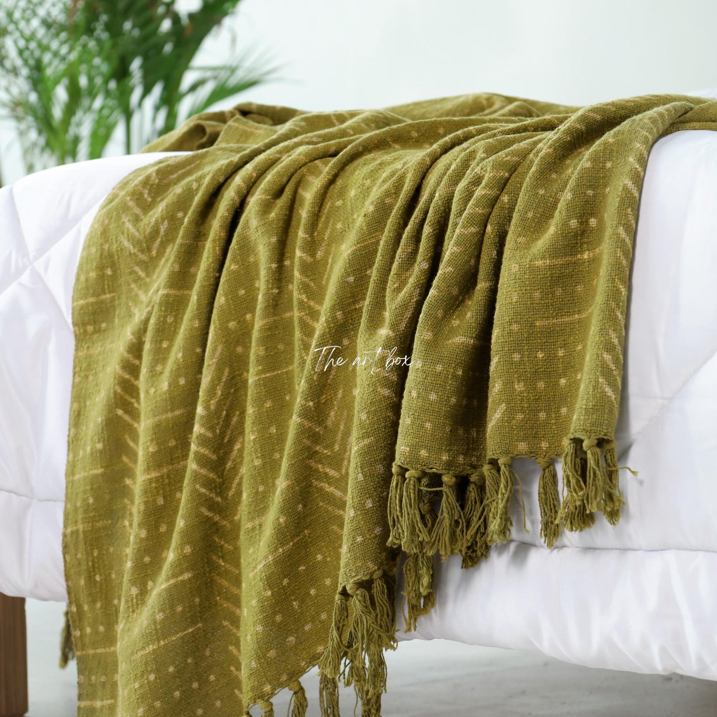 Green Daabu Print Throw