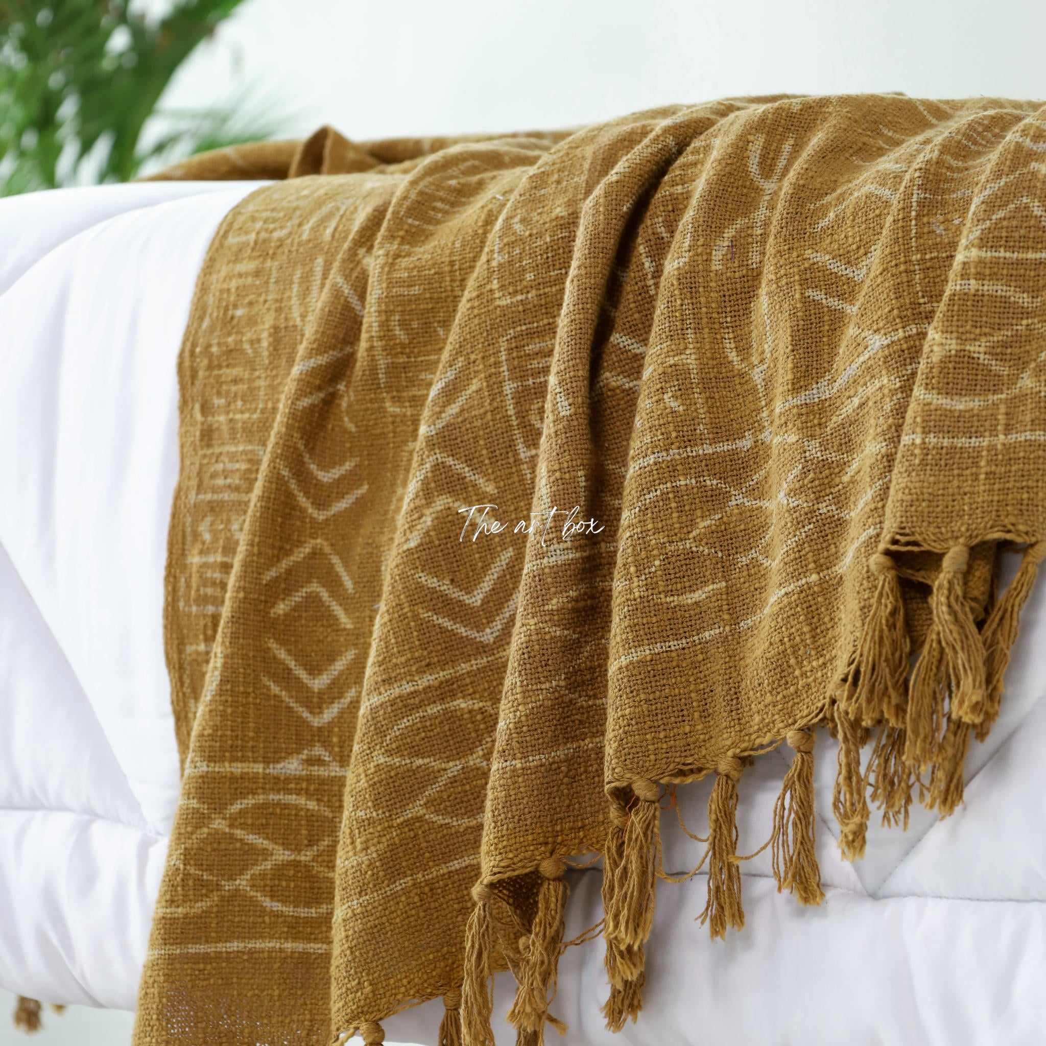 Luxury Green Daabu Print Throw