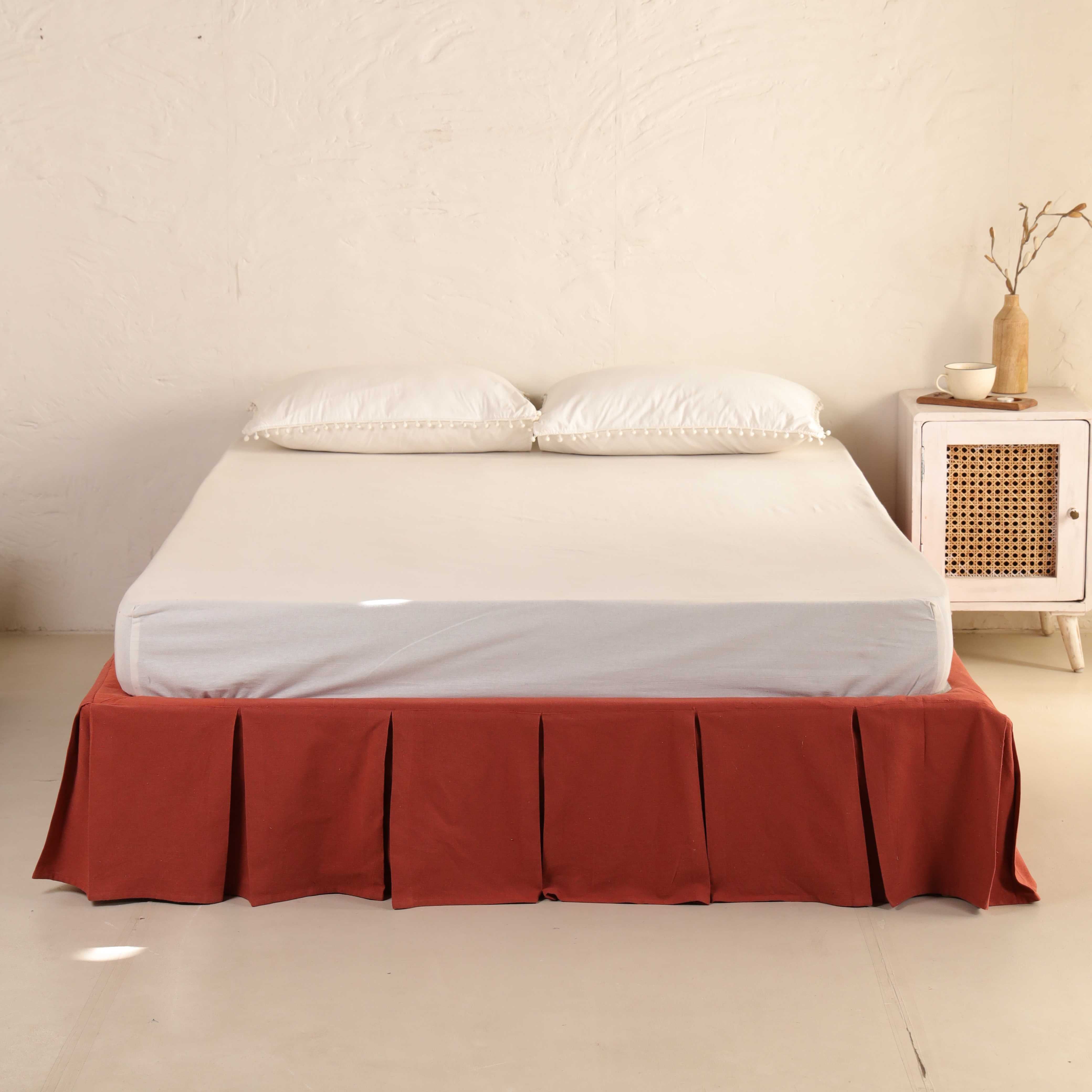 Luxe Terracotta Box Pleat Bedskirt – Premium Cotton Bed Valance & Dust Ruffle