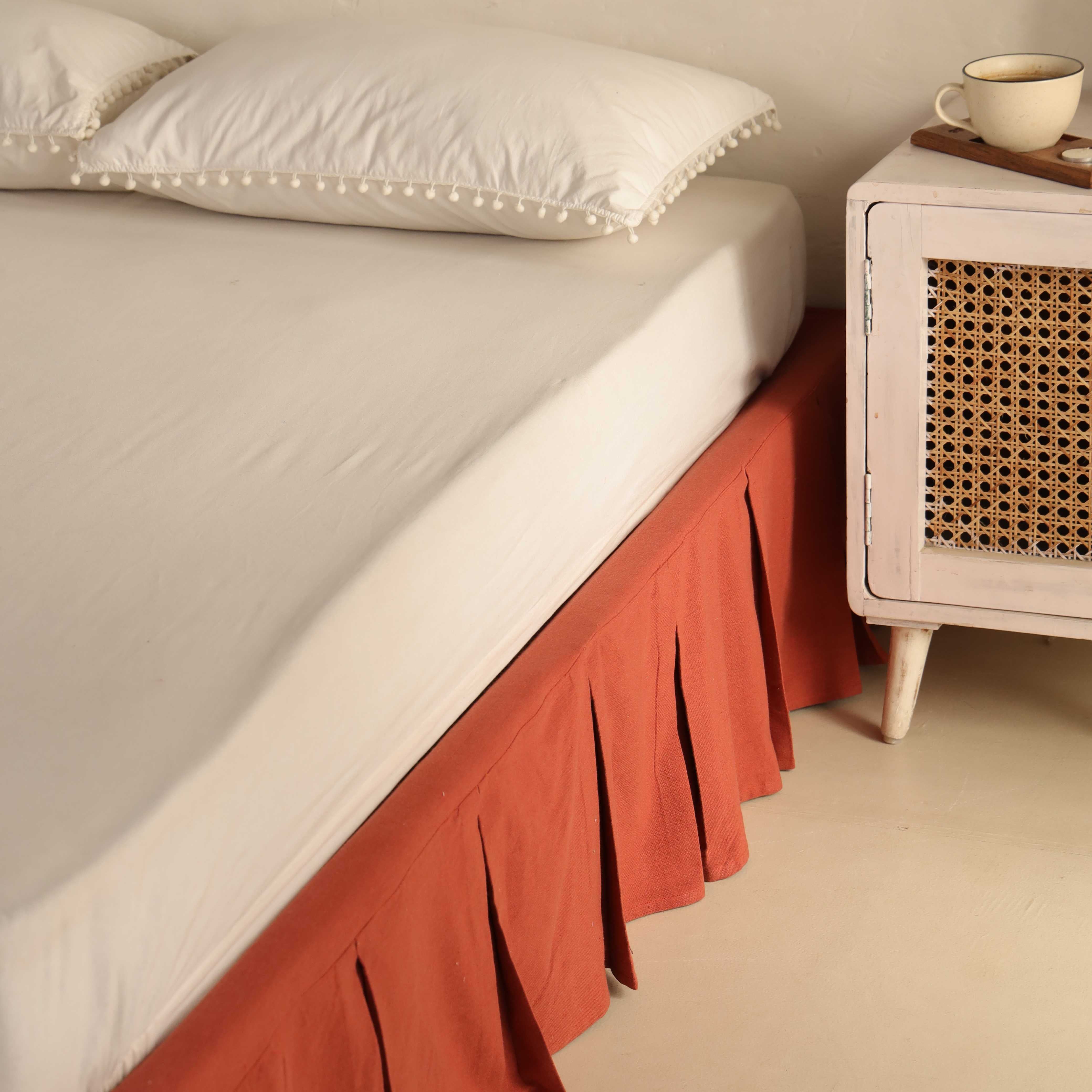 Luxe Terracotta Box Pleat Bedskirt – Premium Cotton Bed Valance & Dust Ruffle