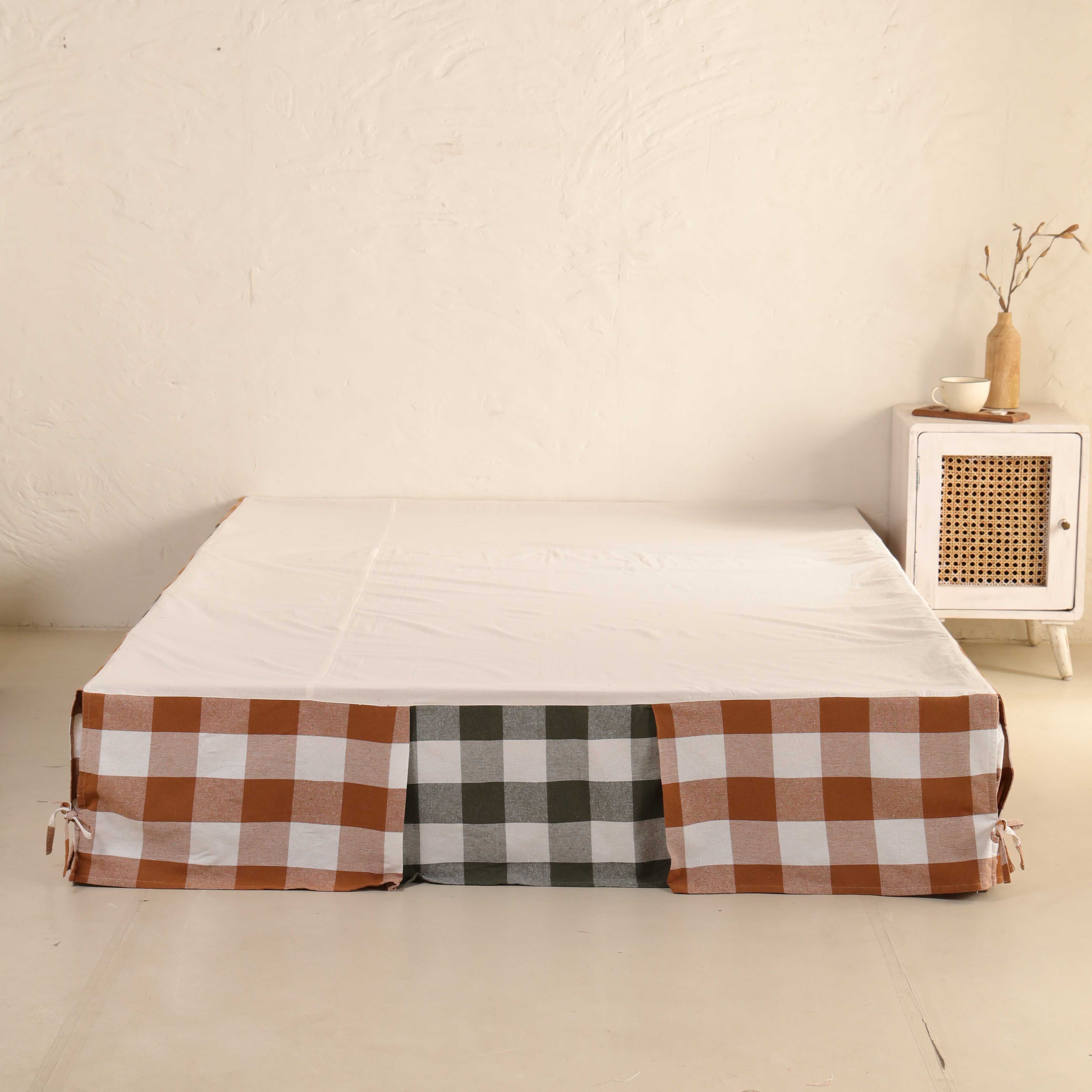 Heritage Check Bedskirt – Rustic Gingham Bed Valance & Luxury Dust Ruffle