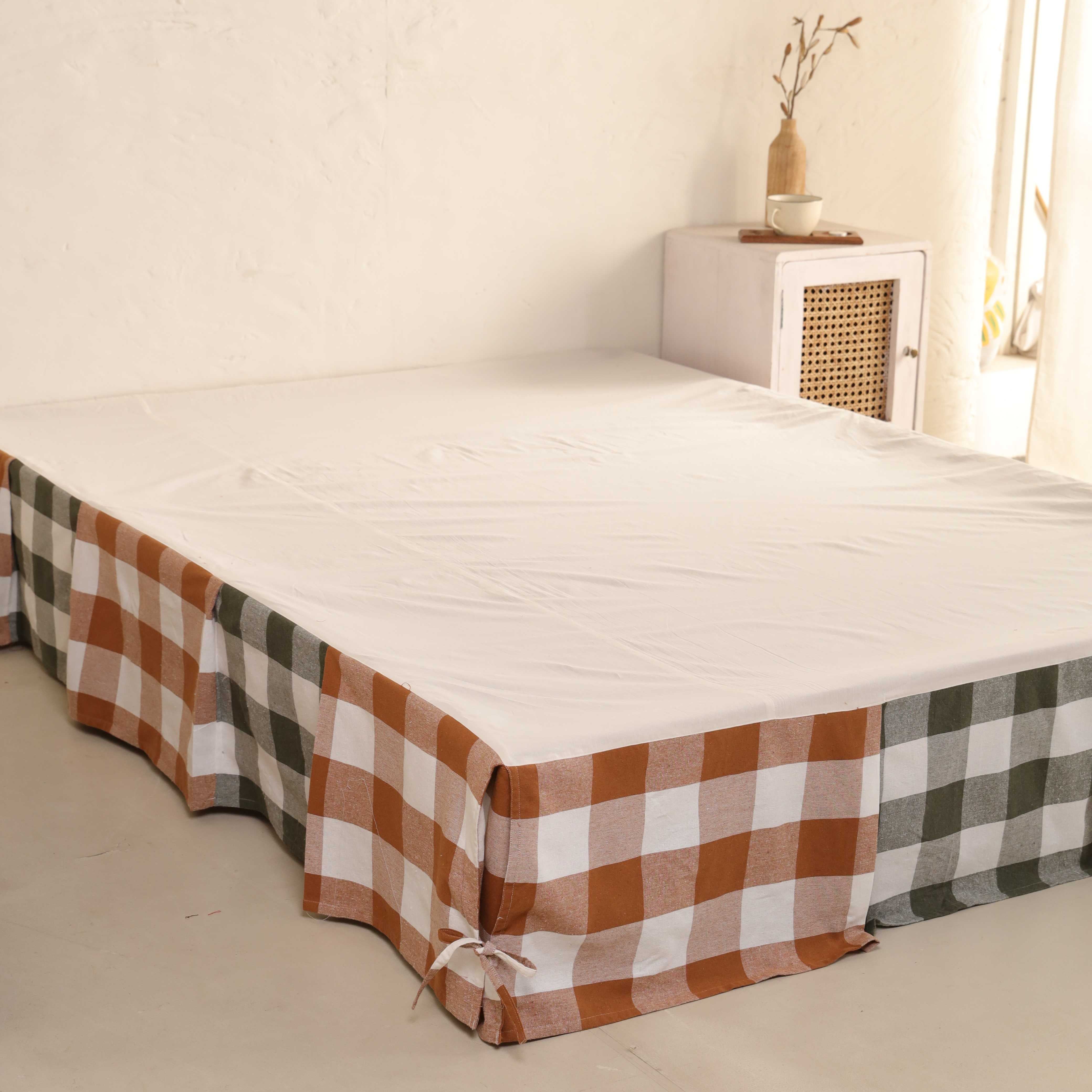 Heritage Check Bedskirt – Rustic Gingham Bed Valance & Luxury Dust Ruffle