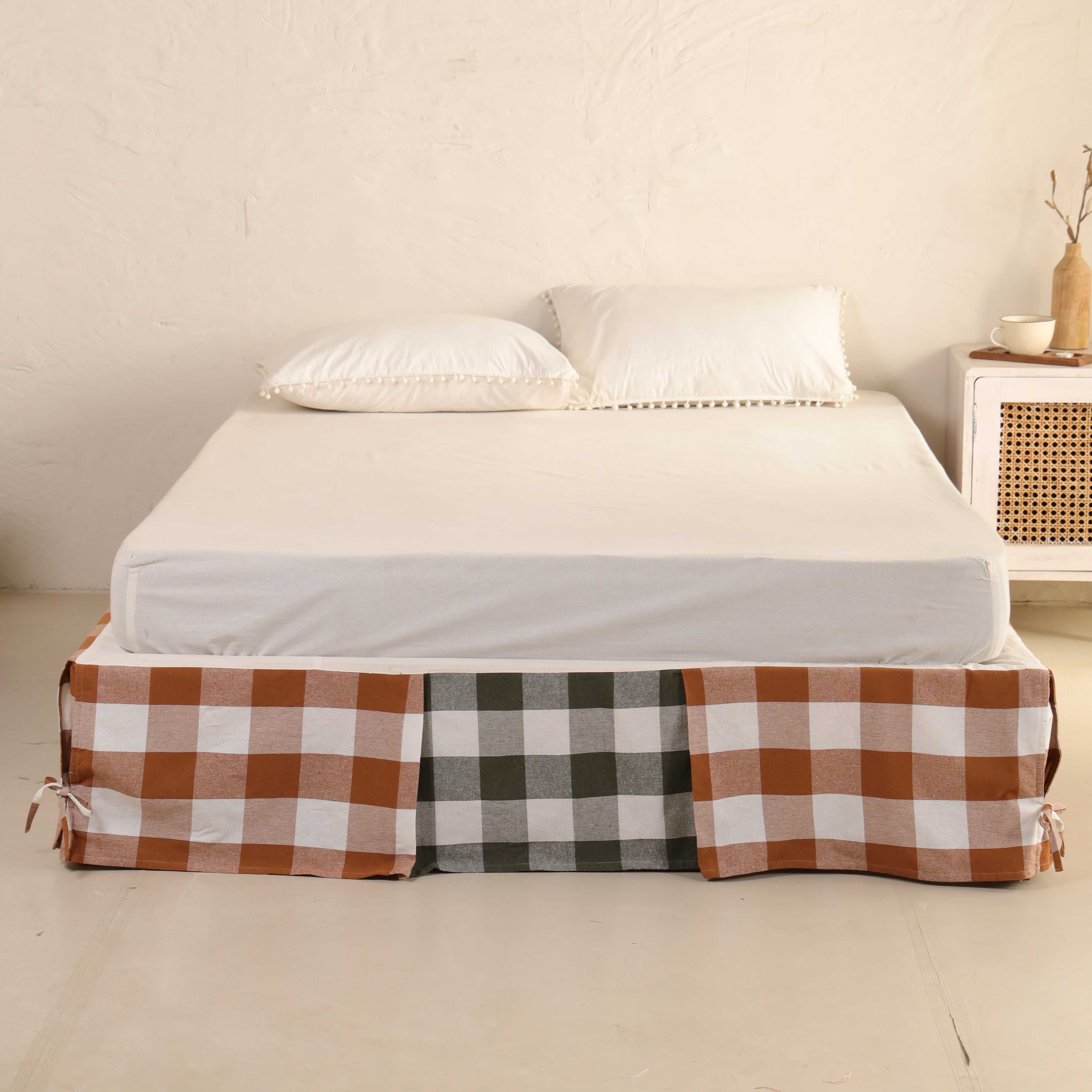 Heritage Check Bedskirt – Rustic Gingham Bed Valance & Luxury Dust Ruffle