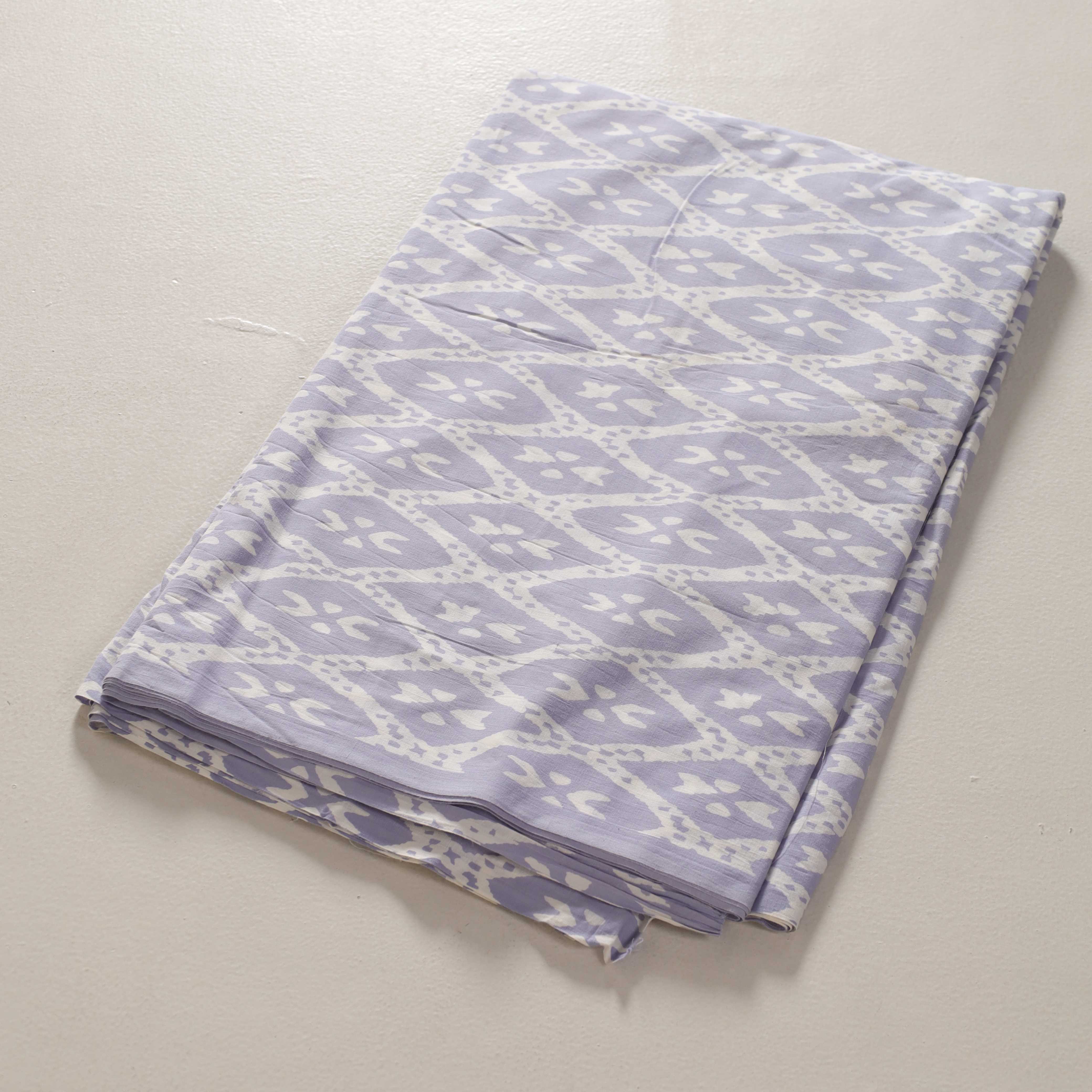 (1 Yard) Artisanal Lavender Diamond Lattice Hand-Block Printed Cotton