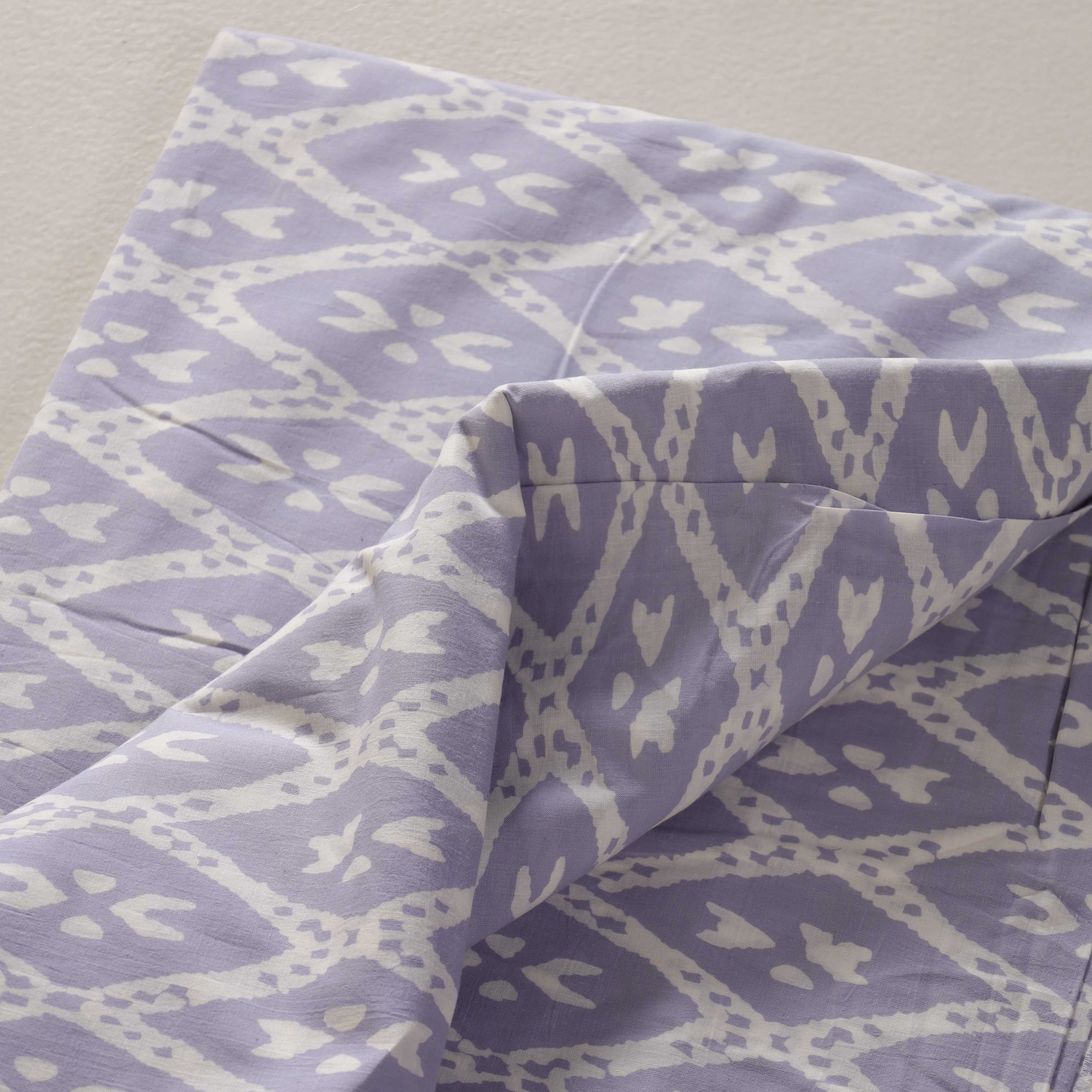 (1 Yard) Artisanal Lavender Diamond Lattice Hand-Block Printed Cotton