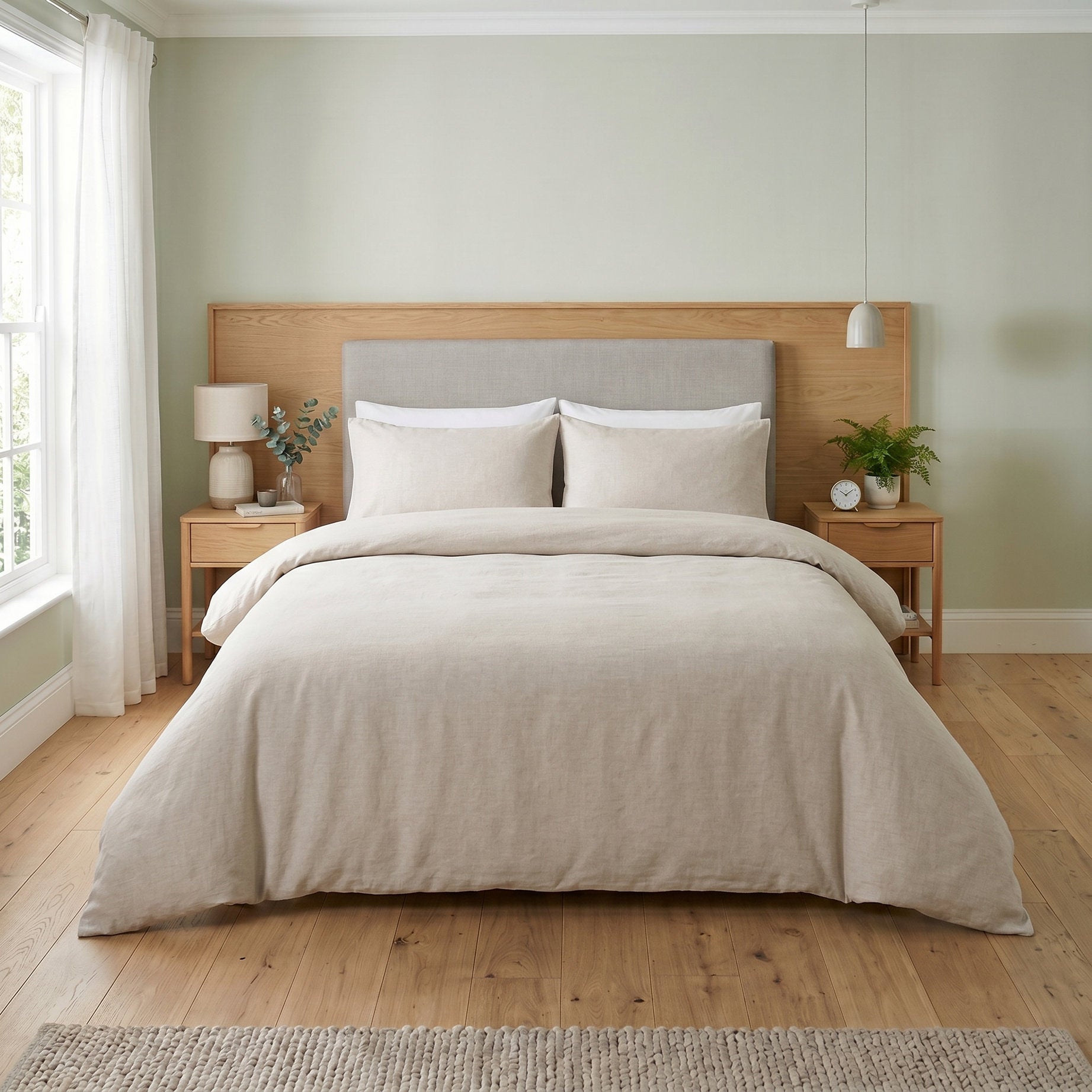 Solid Cotton Duvet Cover Set - Luxury Sand Beige Neutral Bedding for Minimalist Bedroom Decor