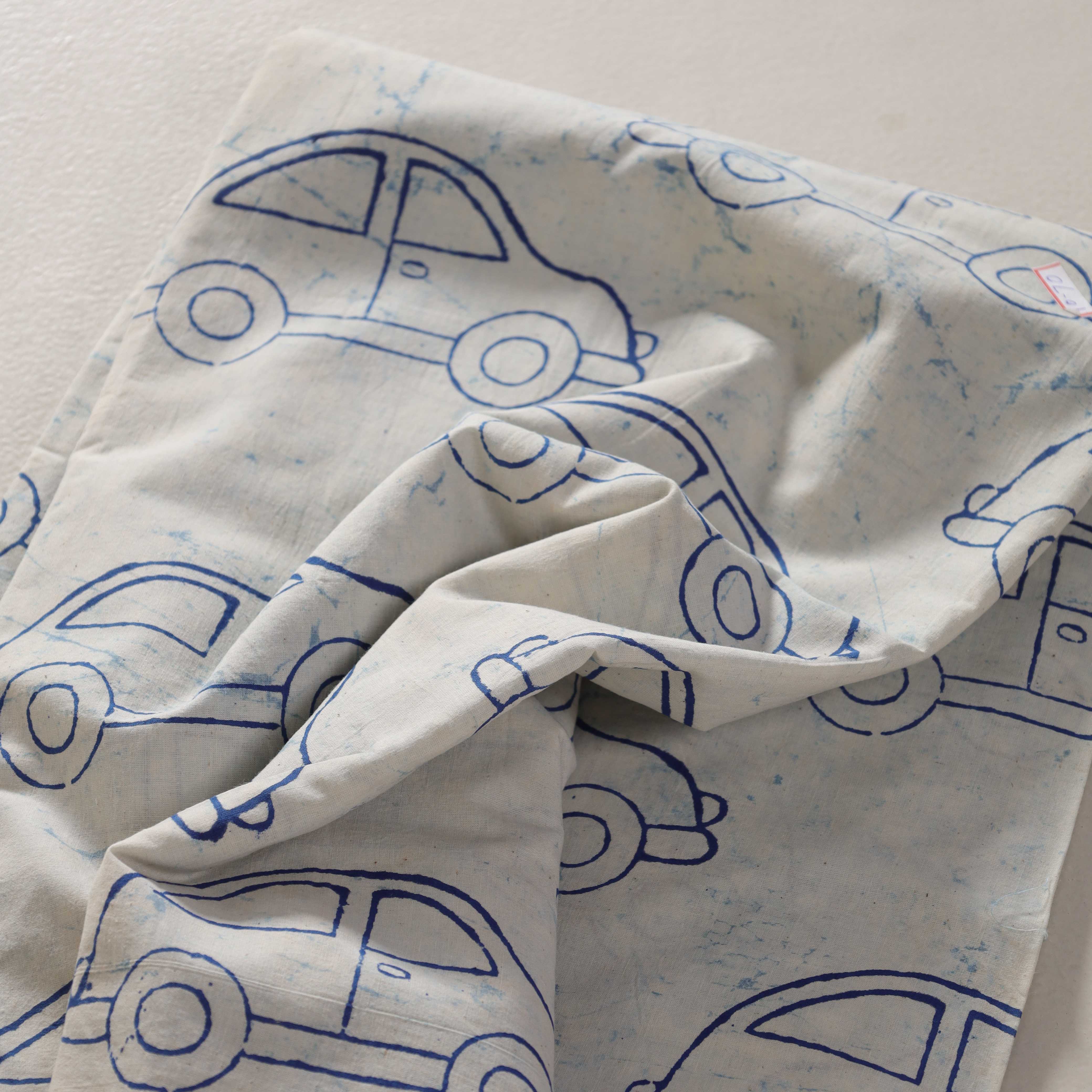 (1 Yard) Artisanal Indigo Paisley Hand-Block Printed Cotton – Marble Wash Edition