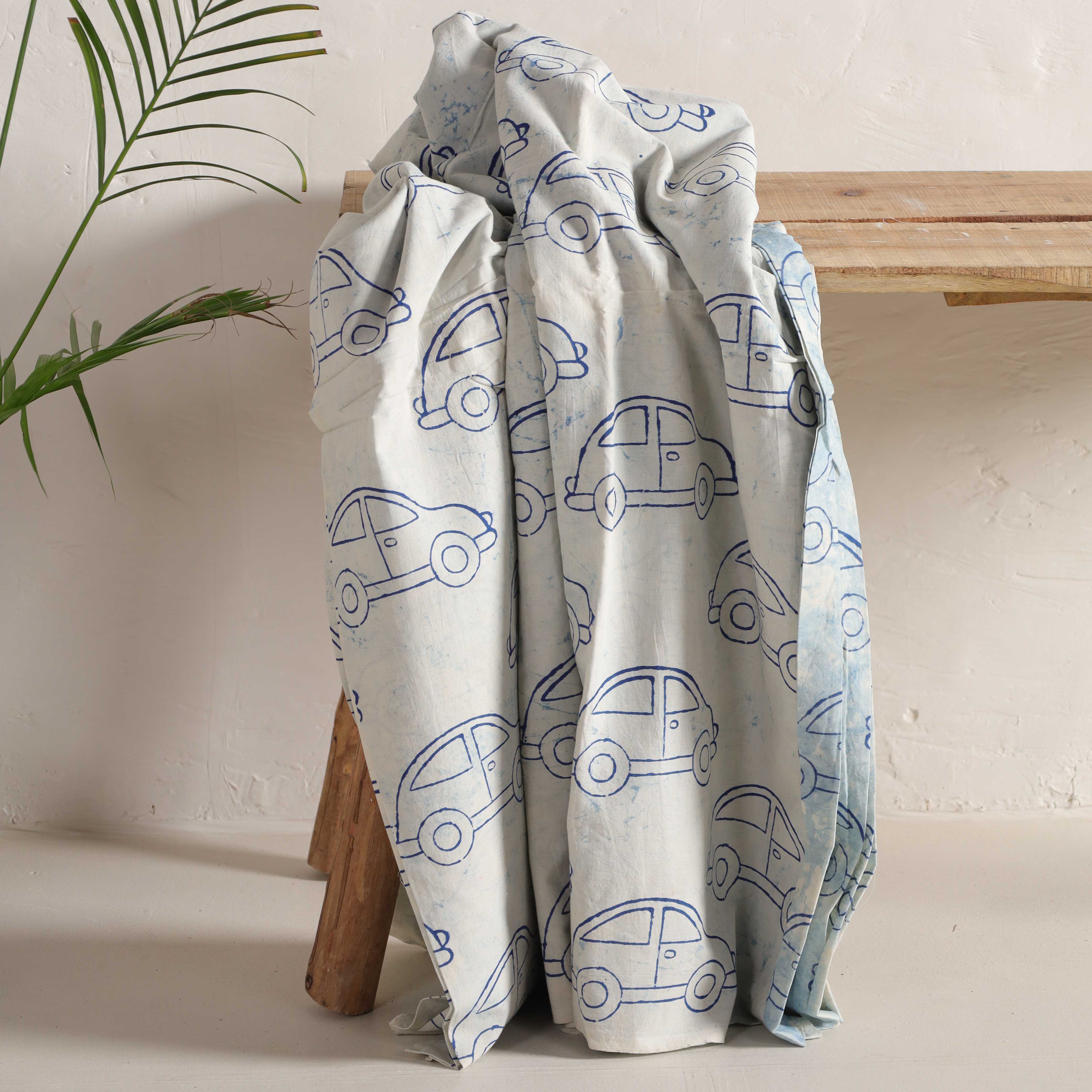 (1 Yard) Artisanal Indigo Paisley Hand-Block Printed Cotton – Marble Wash Edition