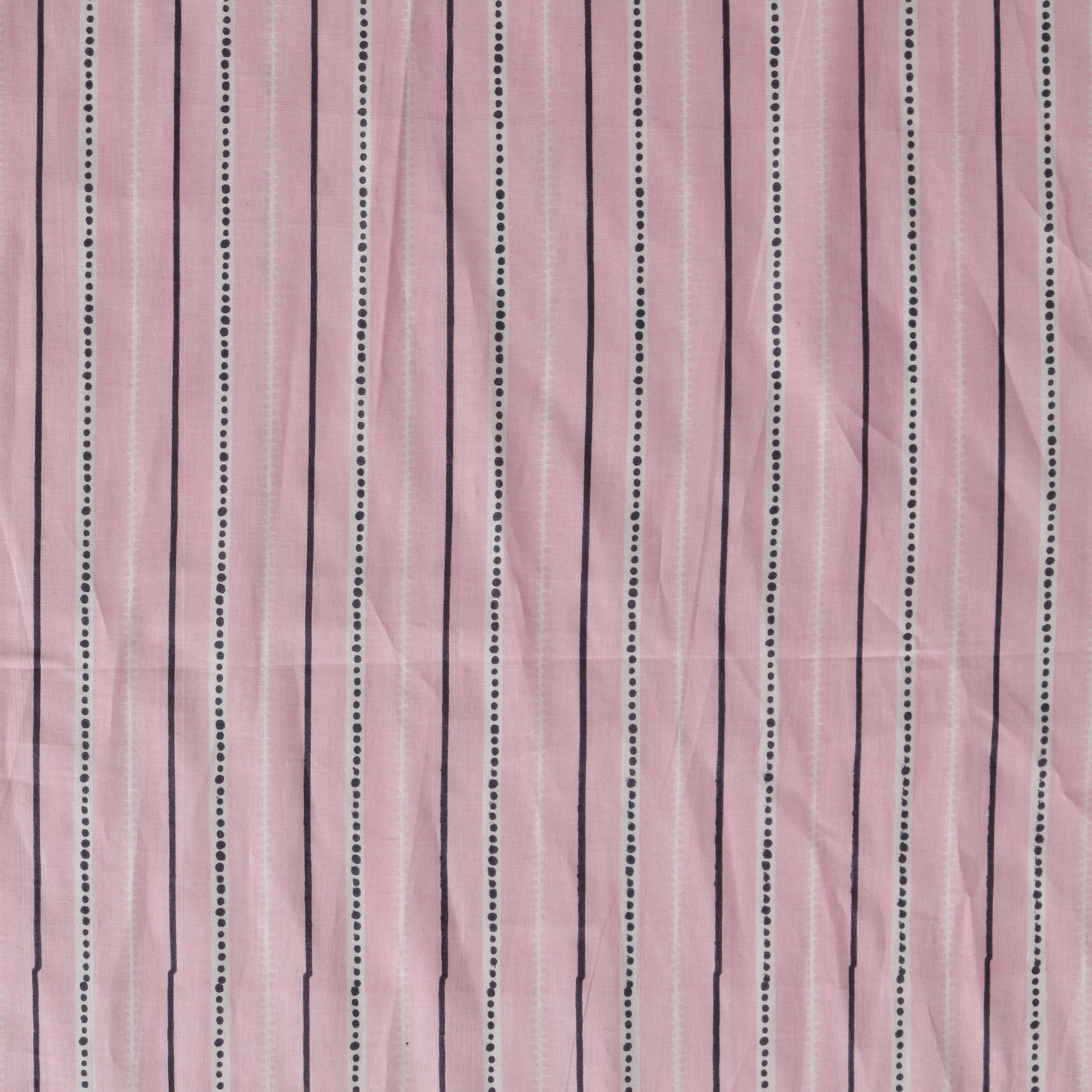 Premium Blush Pink Dotted Stripe Cotton Fabric – 42" Printed Cotton