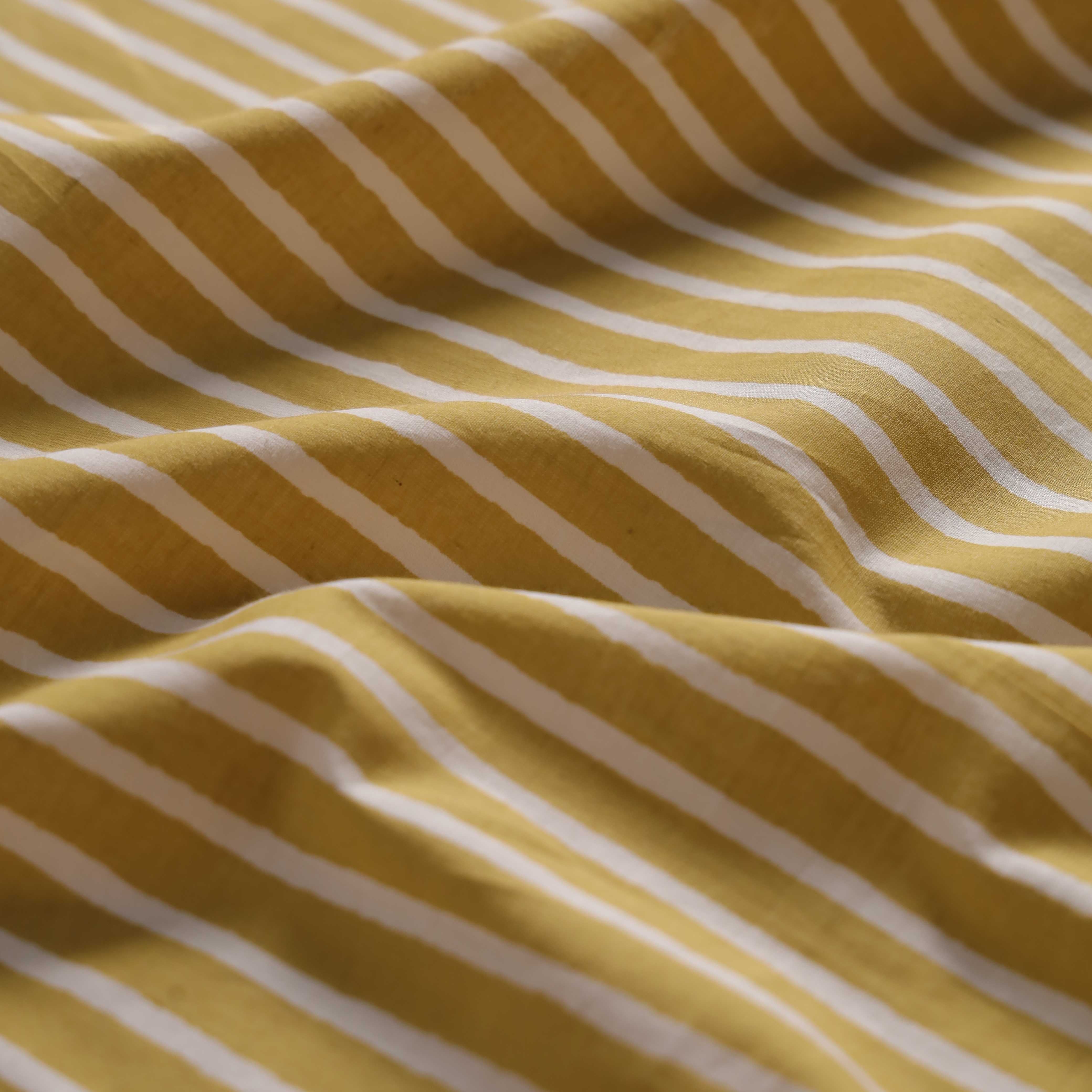 Premium Golden Ochre Stripe Cotton Fabric – 42" Printed Cotton