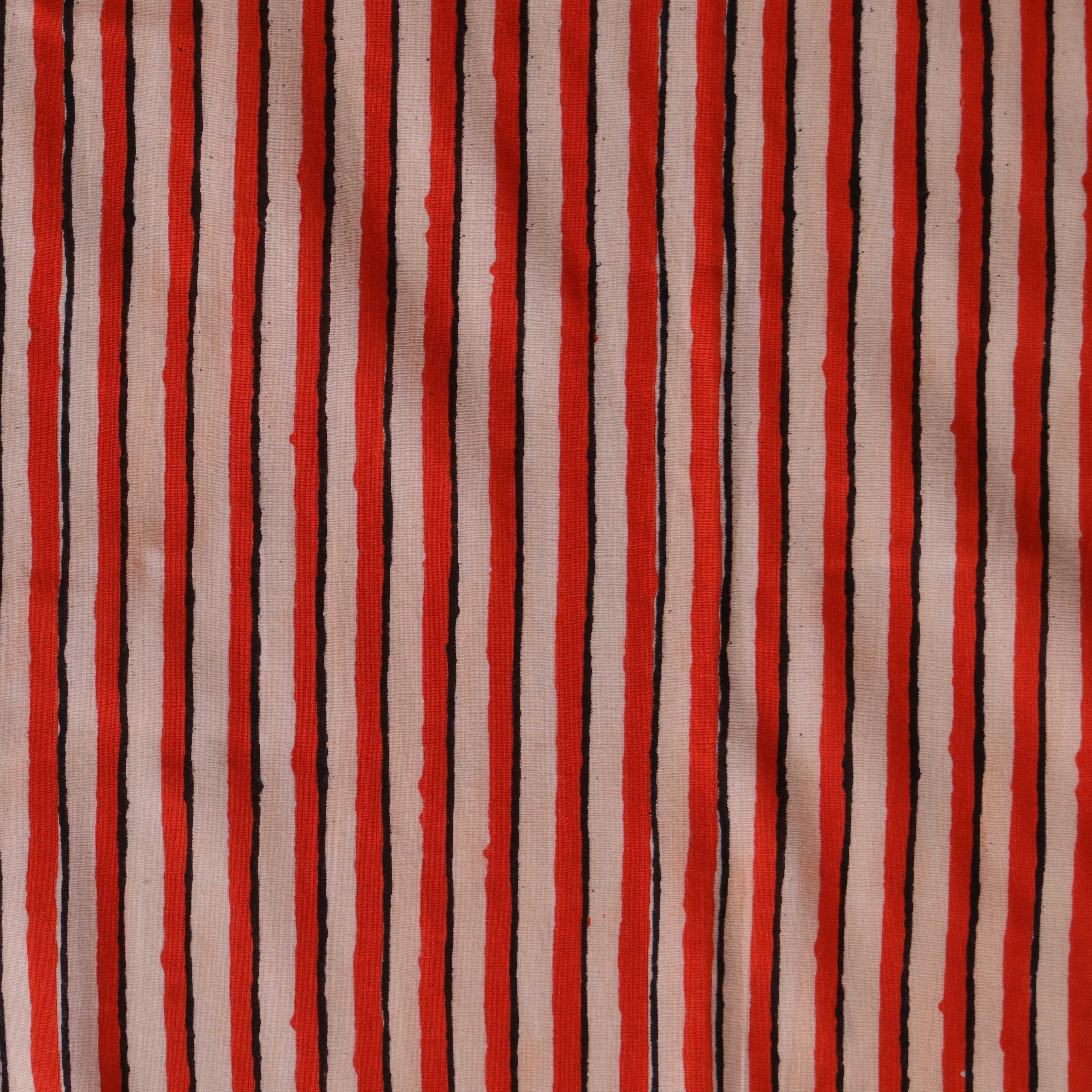 Premium Crimson & Onyx Stripe Cotton Fabric – 42" Printed Cotton