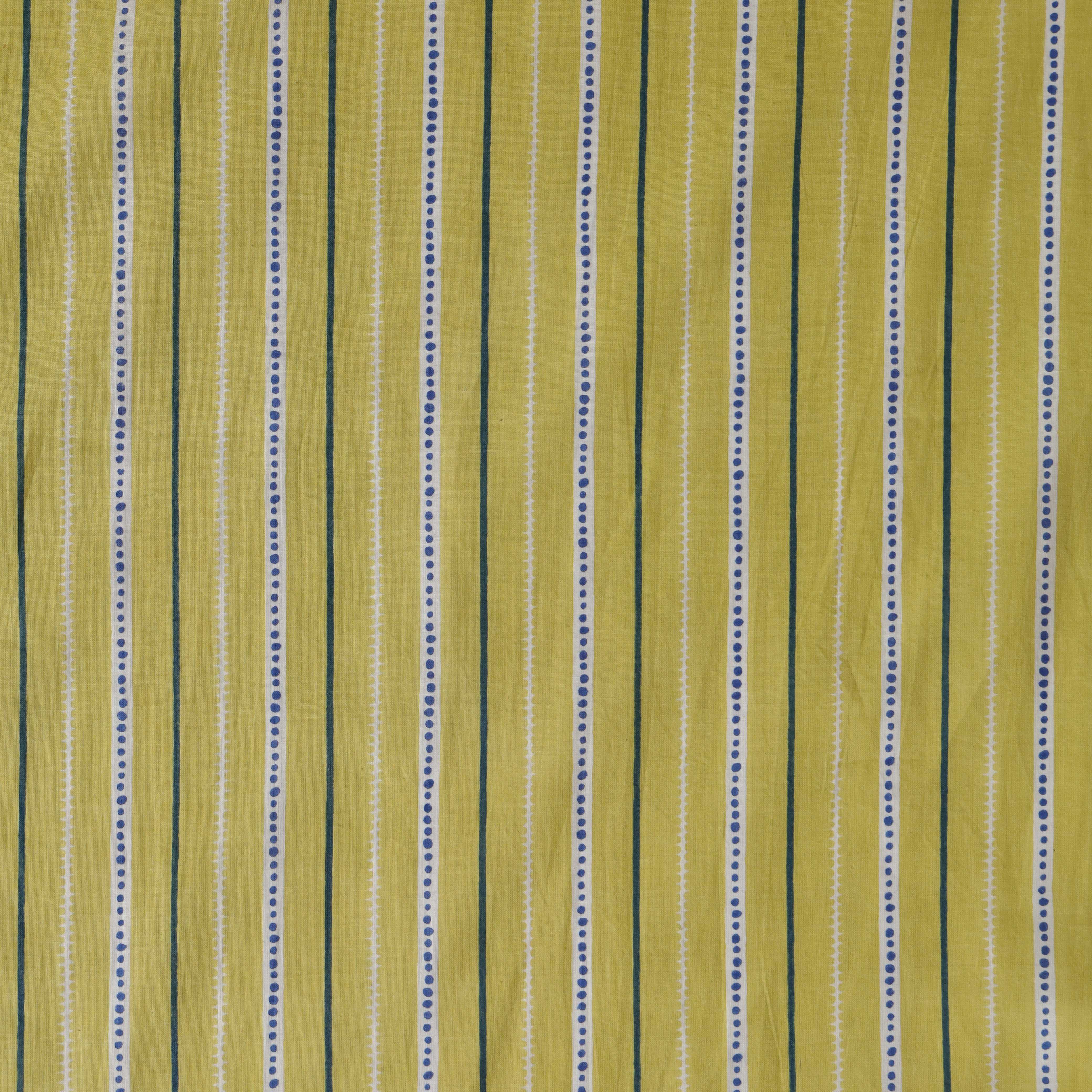 Premium Citrus Lime Dotted Stripe Cotton Fabric by the Yard – 42"