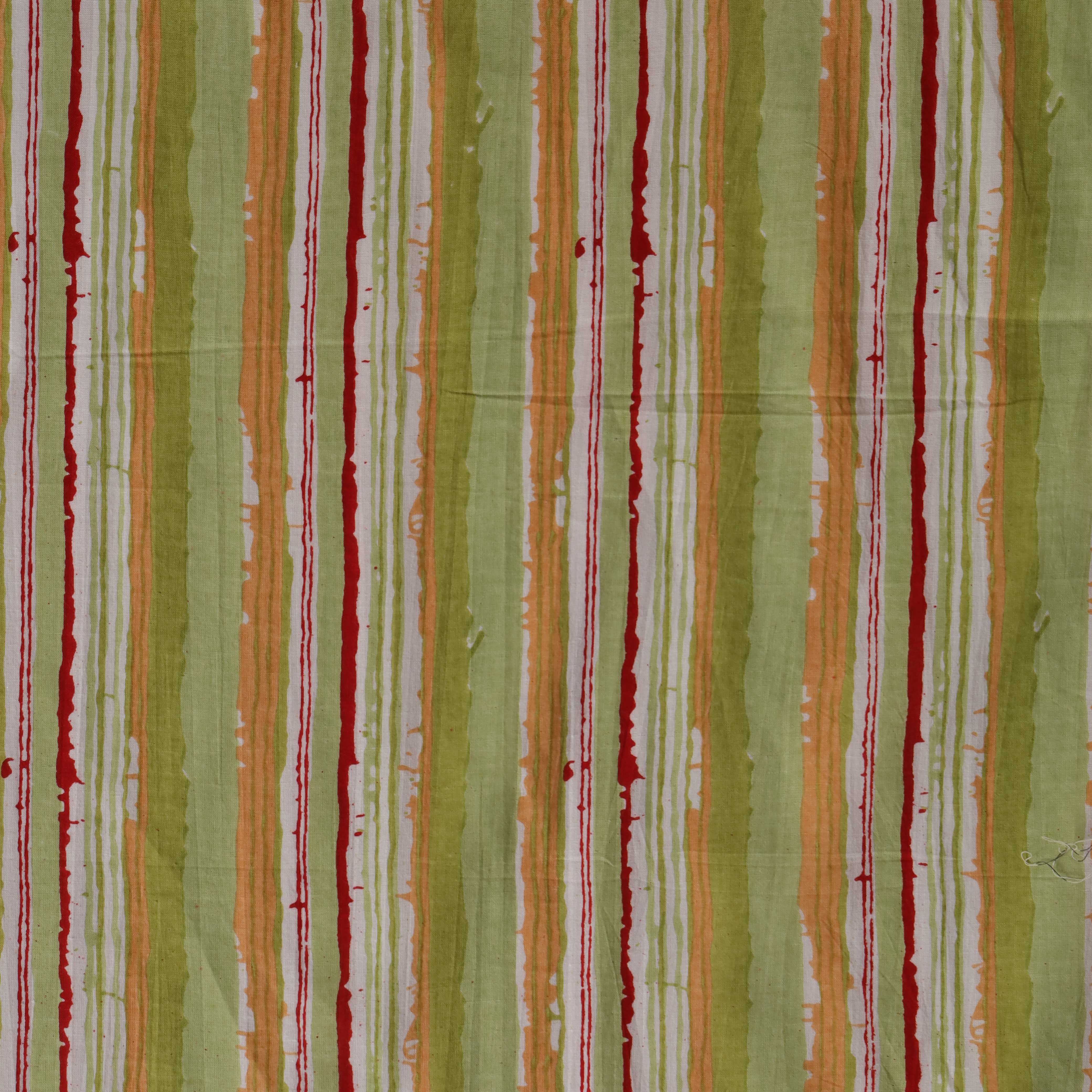 Premium Earth Tone Abstract Stripe Screen Printed Cotton Fabric