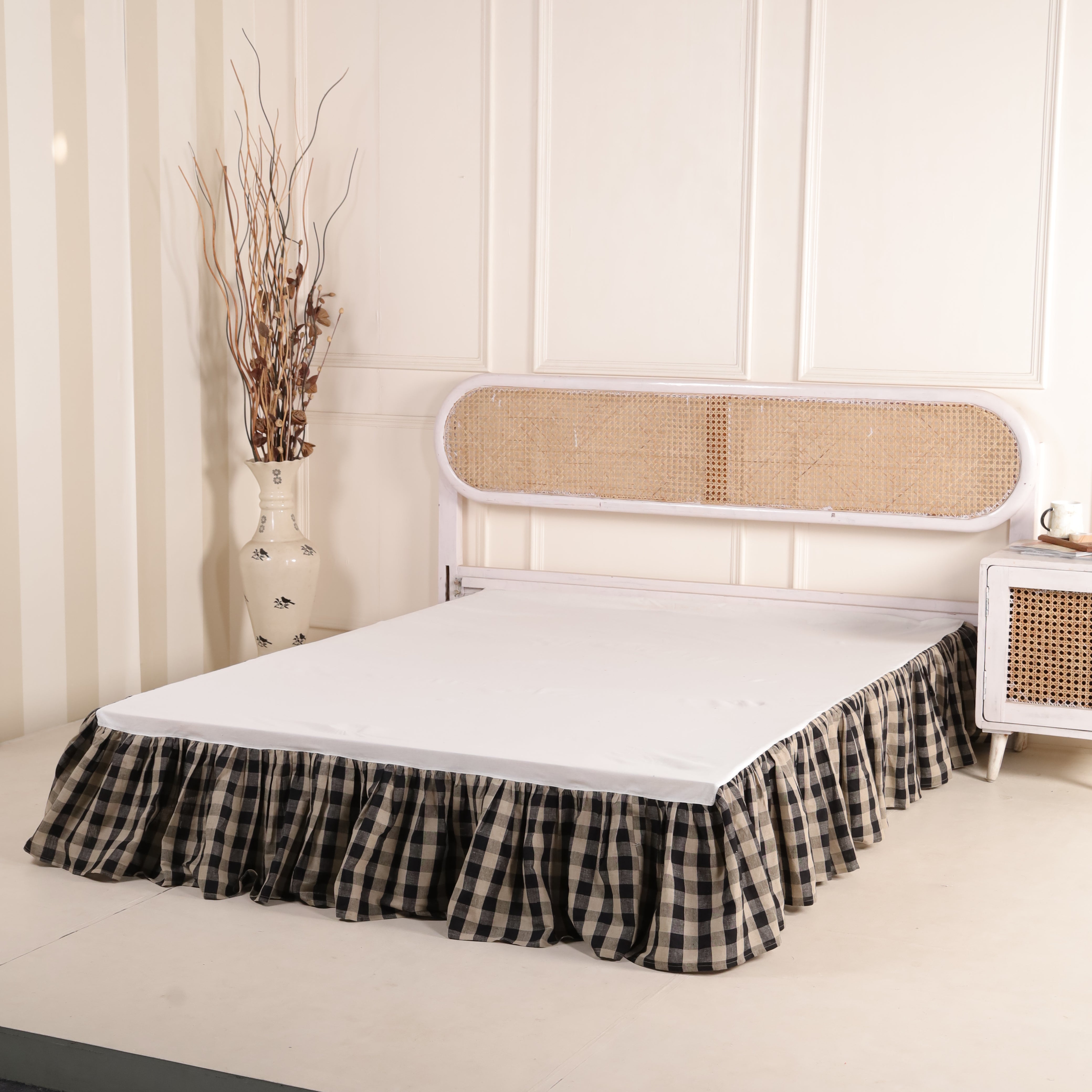Country Buffalo Check Ruffled Bed Skirt – Premium Gathered Plaid Bed Valance