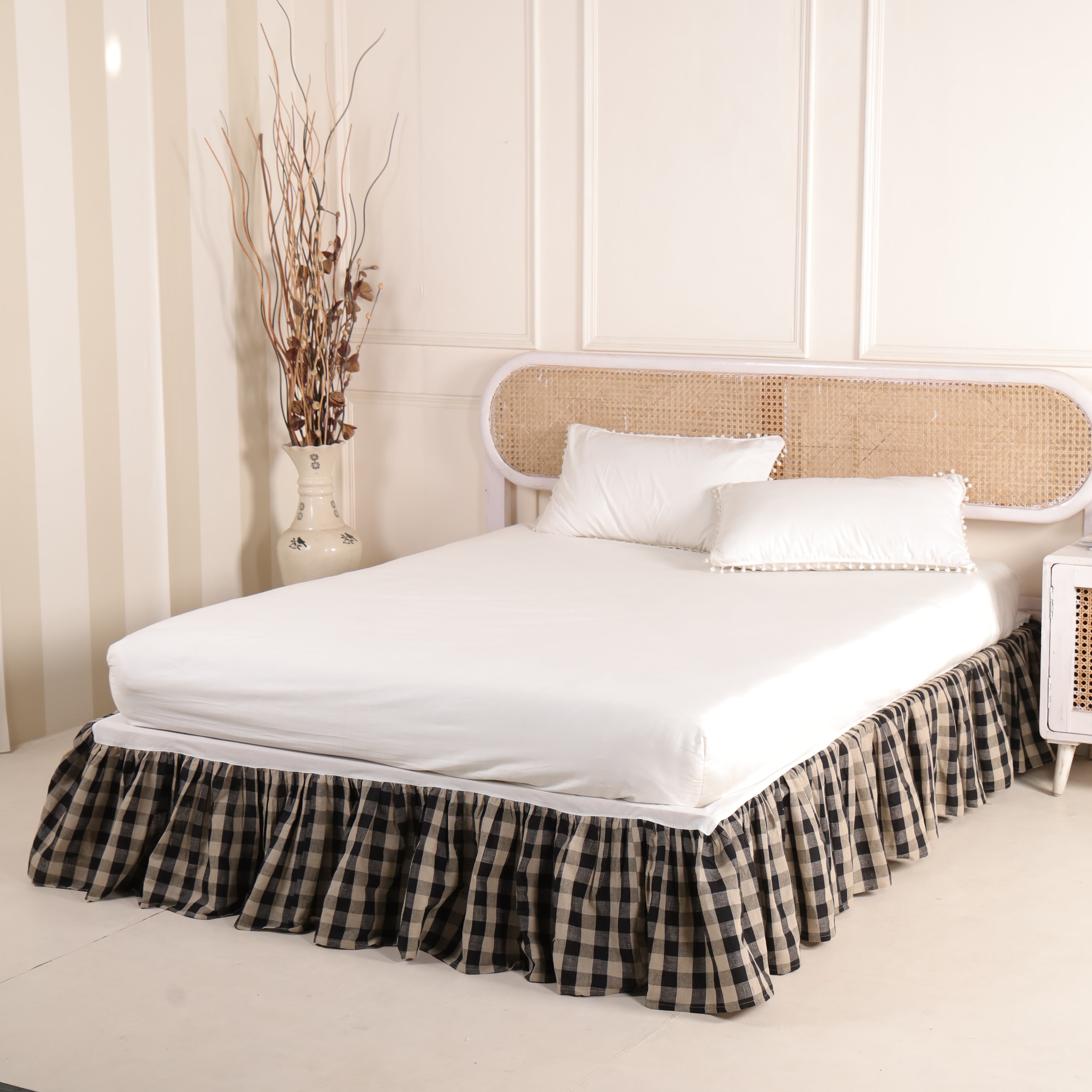 Country Buffalo Check Ruffled Bed Skirt – Premium Gathered Plaid Bed Valance