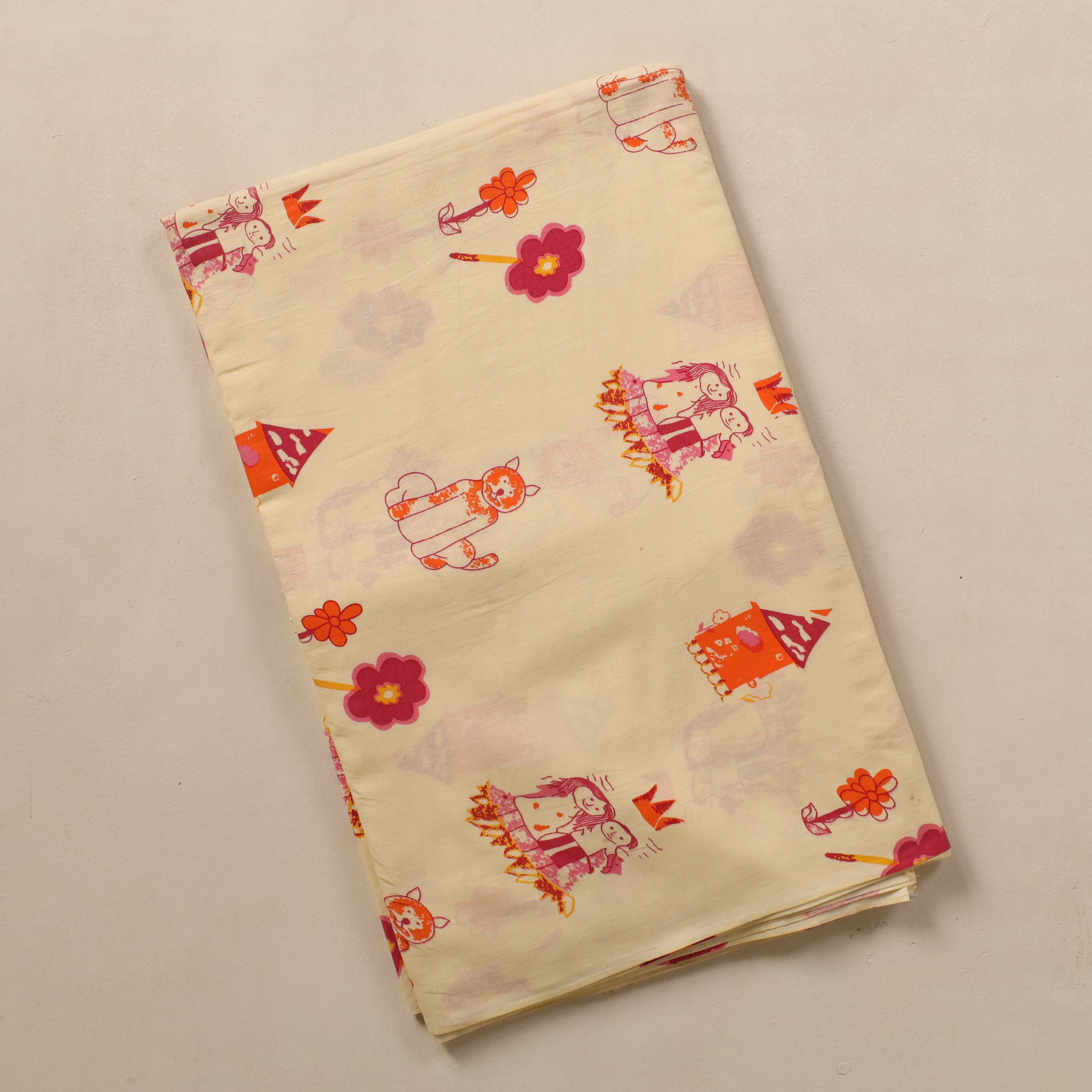 (1 Yard) Azure Vine Artisan Hand Block Printed Cotton Fabric