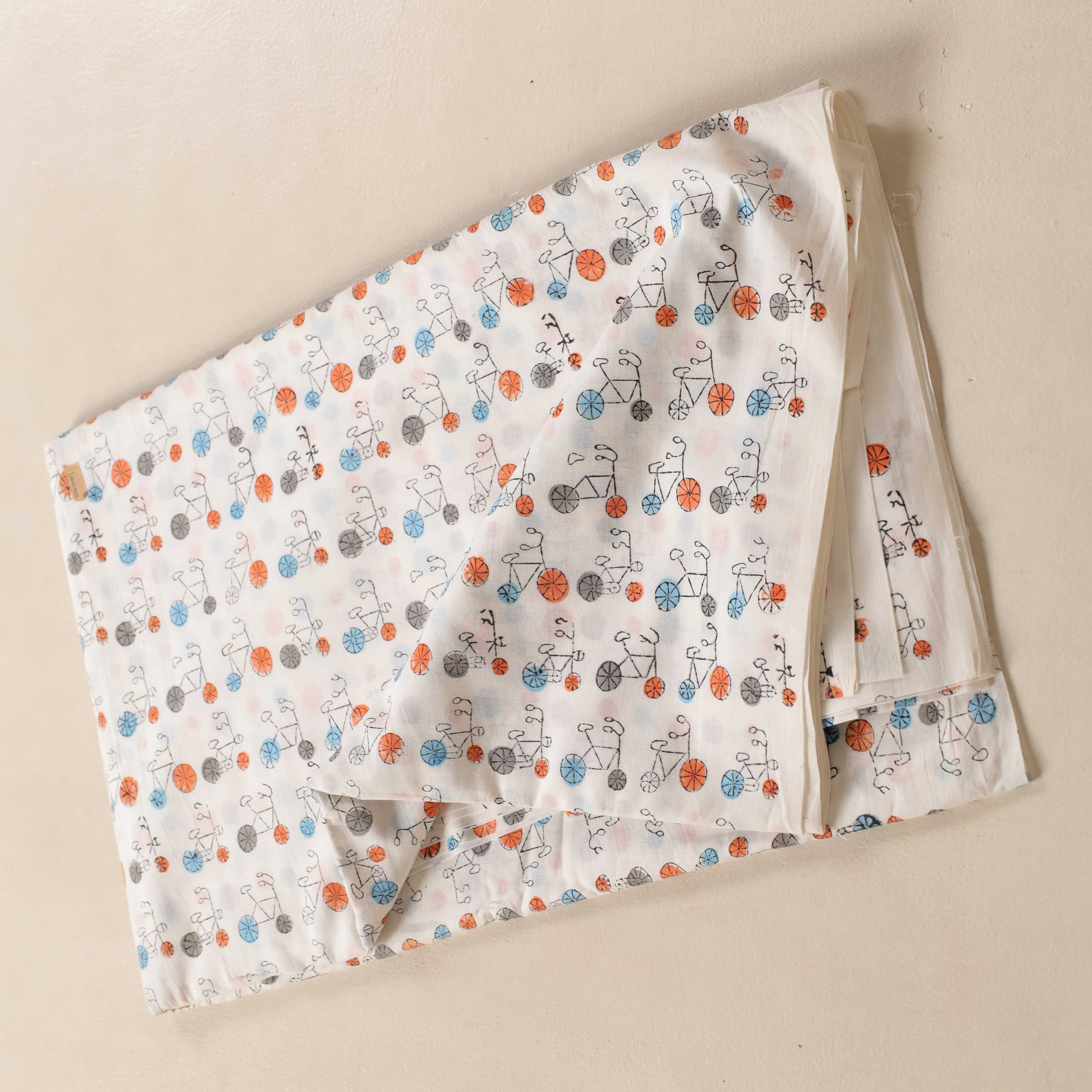 (1 Yard) Azure Vine Artisan Hand Block Printed Cotton Fabric