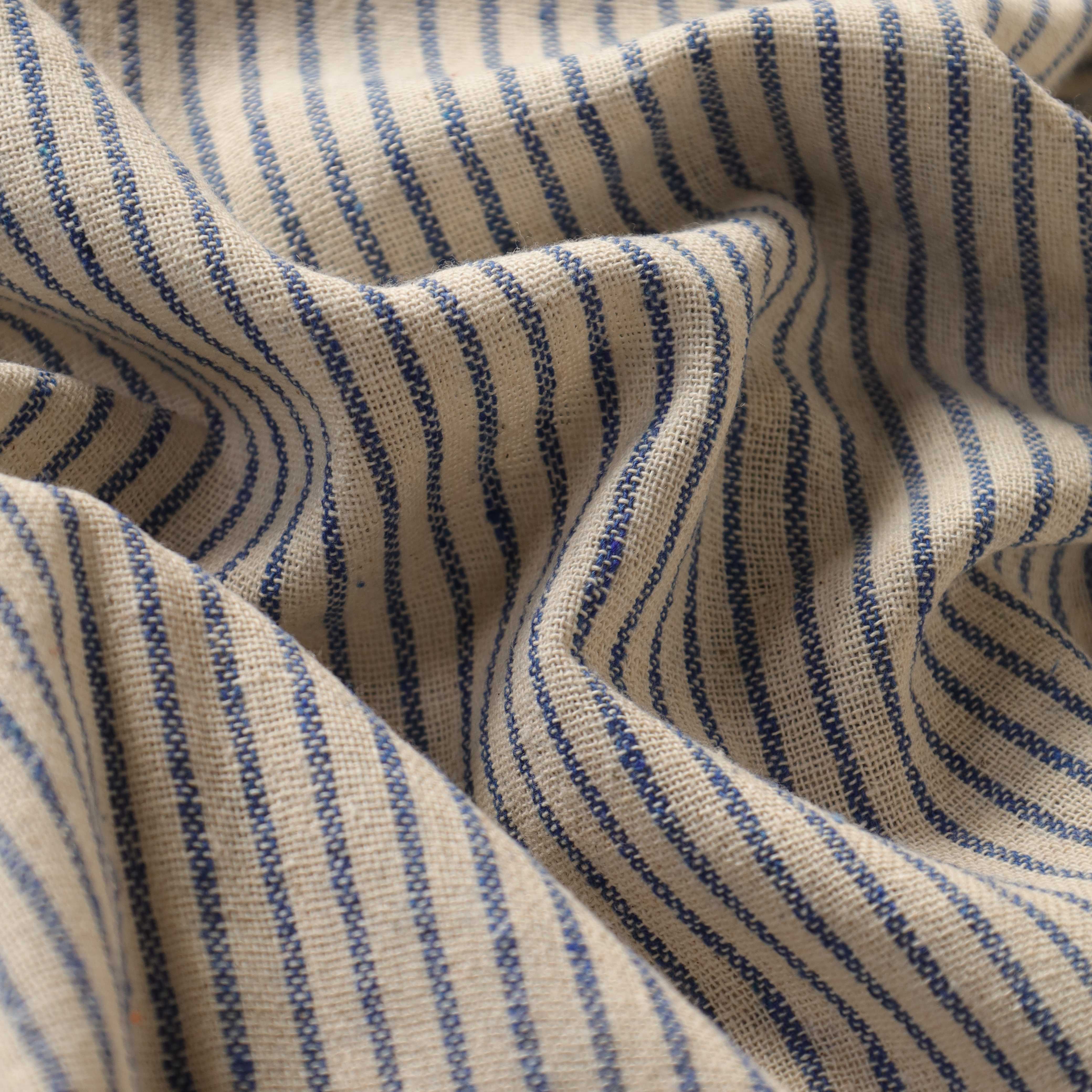 Blue Striped Premium Cotton Woven Fabric By The Yard