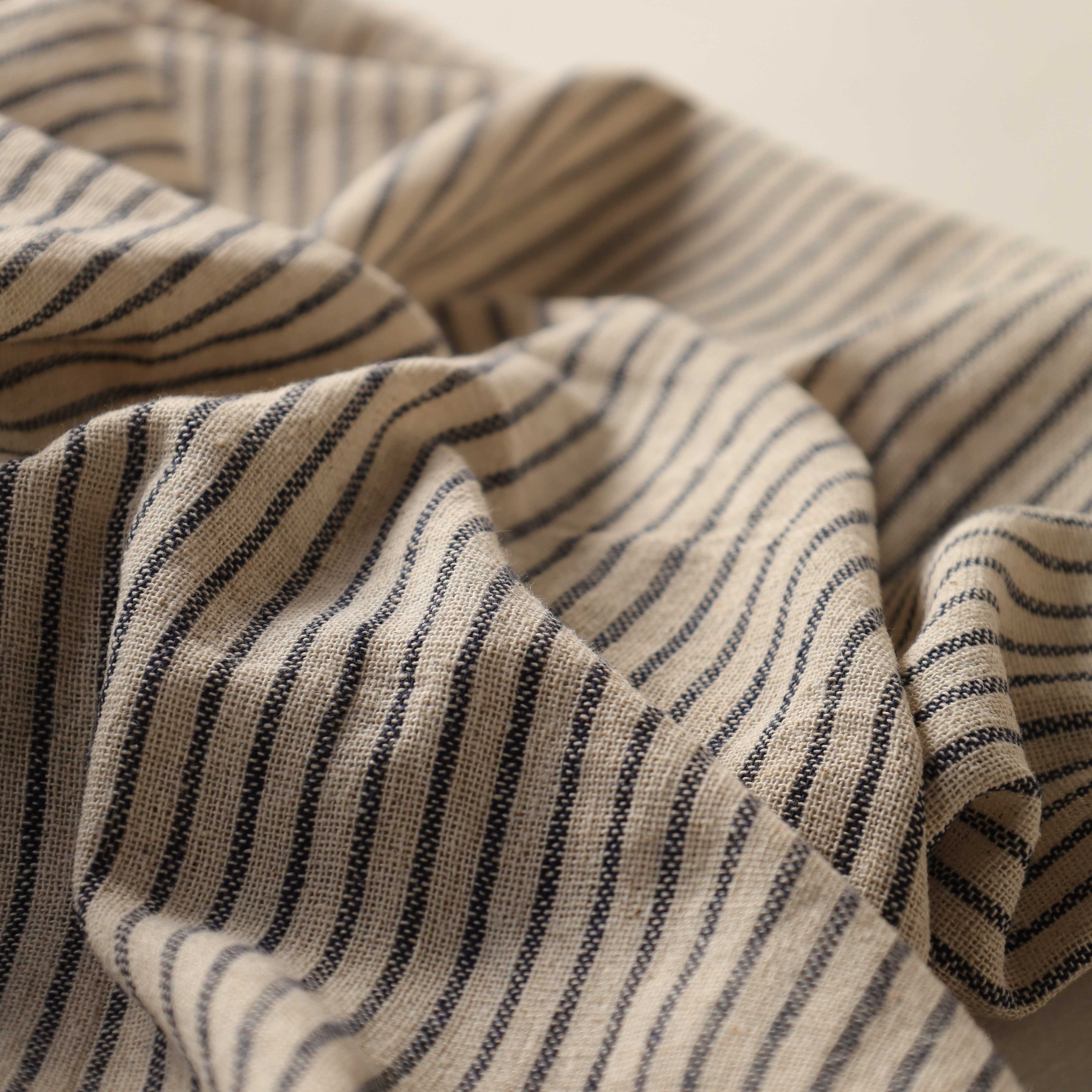 Black Striped Premium Cotton Woven Fabric By The Yard