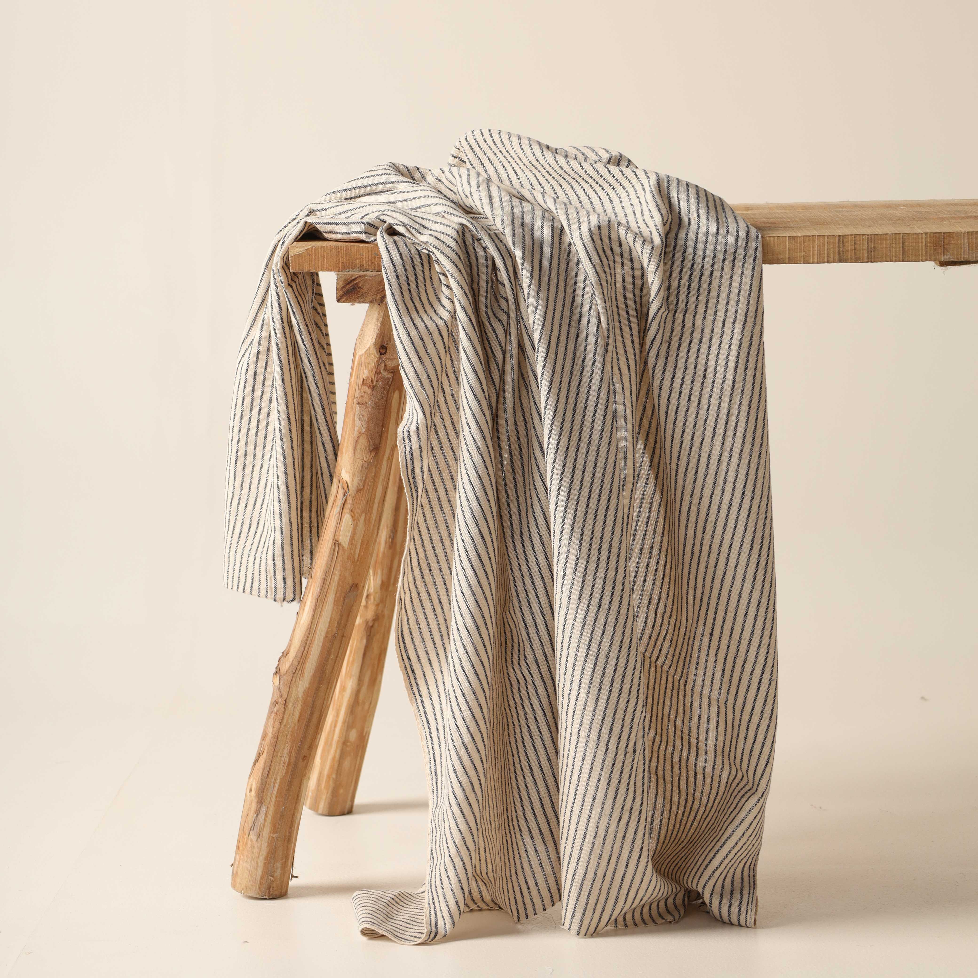 Black Striped Premium Cotton Woven Fabric By The Yard