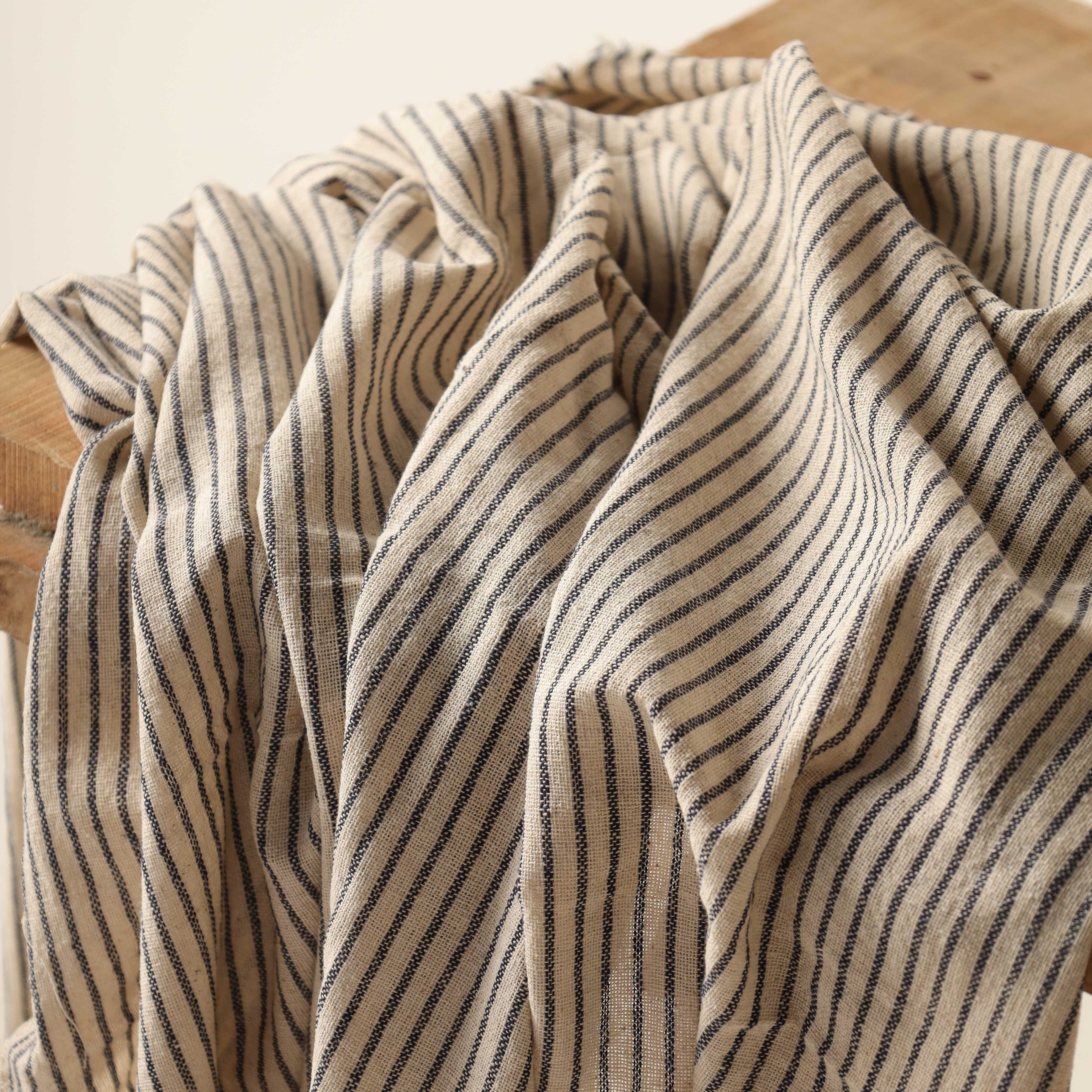 Black Striped Premium Cotton Woven Fabric By The Yard