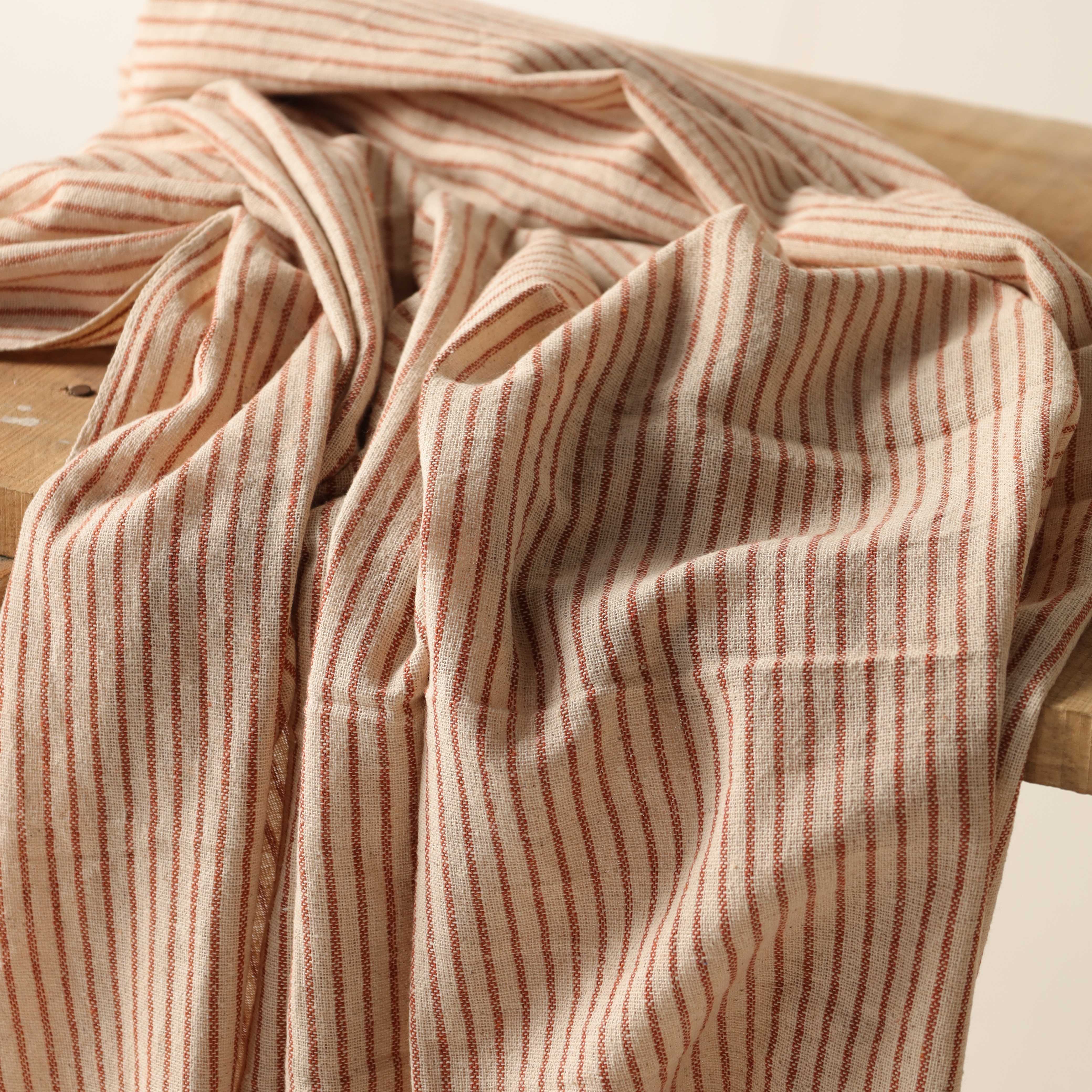 Red Striped Premium Cotton Woven Fabric By The Yard