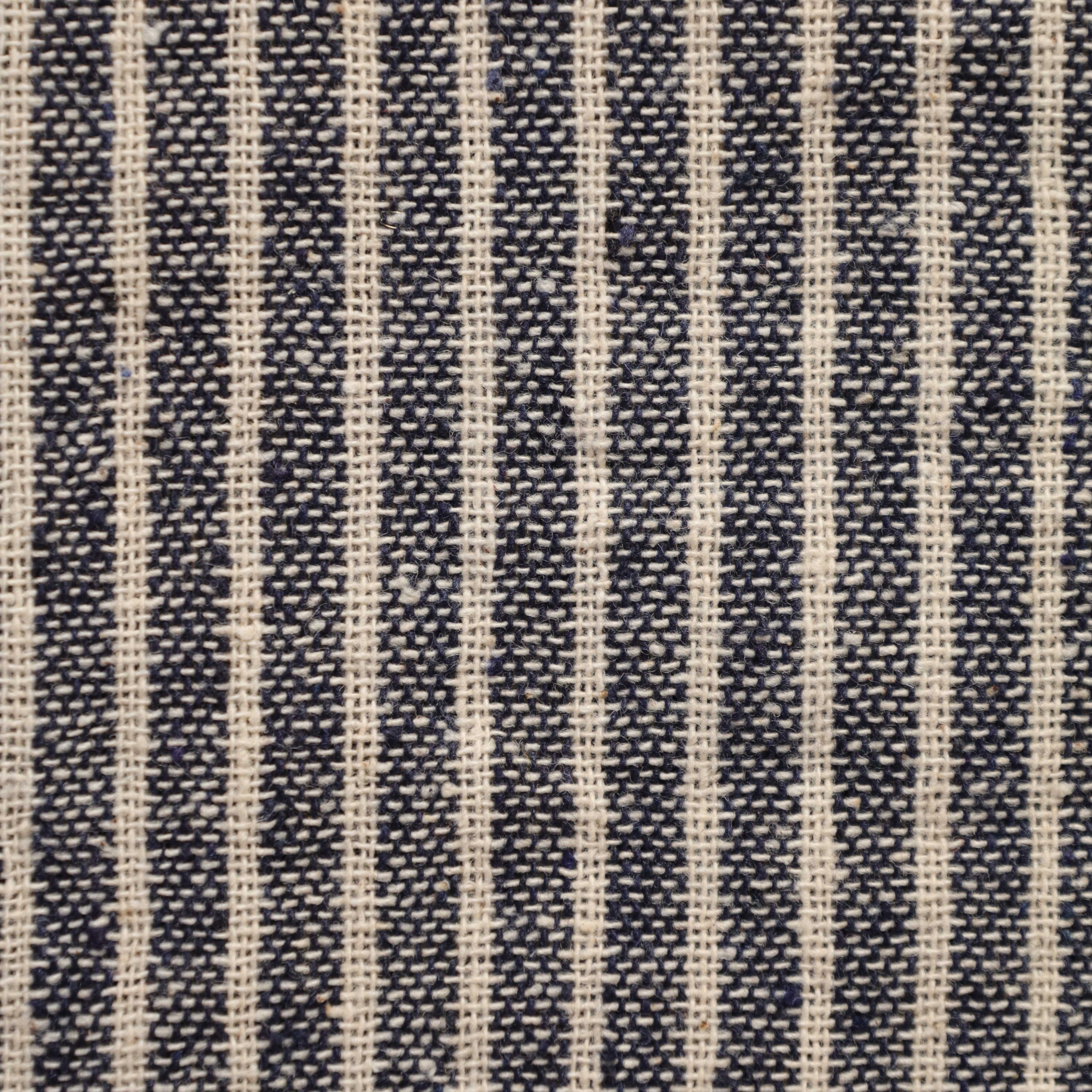 Navy Blue Striped Premium Cotton Woven Fabric By The Yard