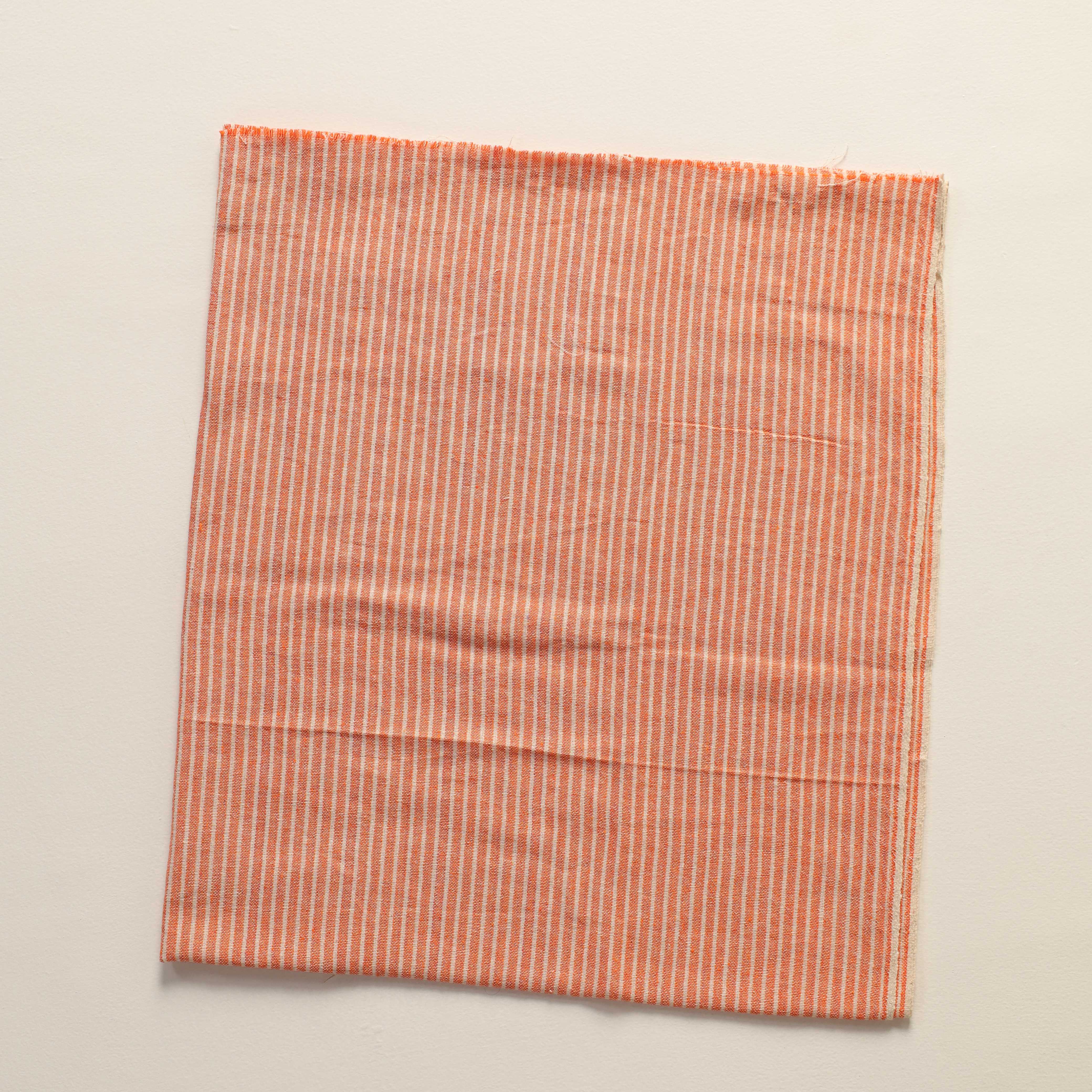 Vibrant Orange Striped Premium Cotton Woven Fabric By The Yard