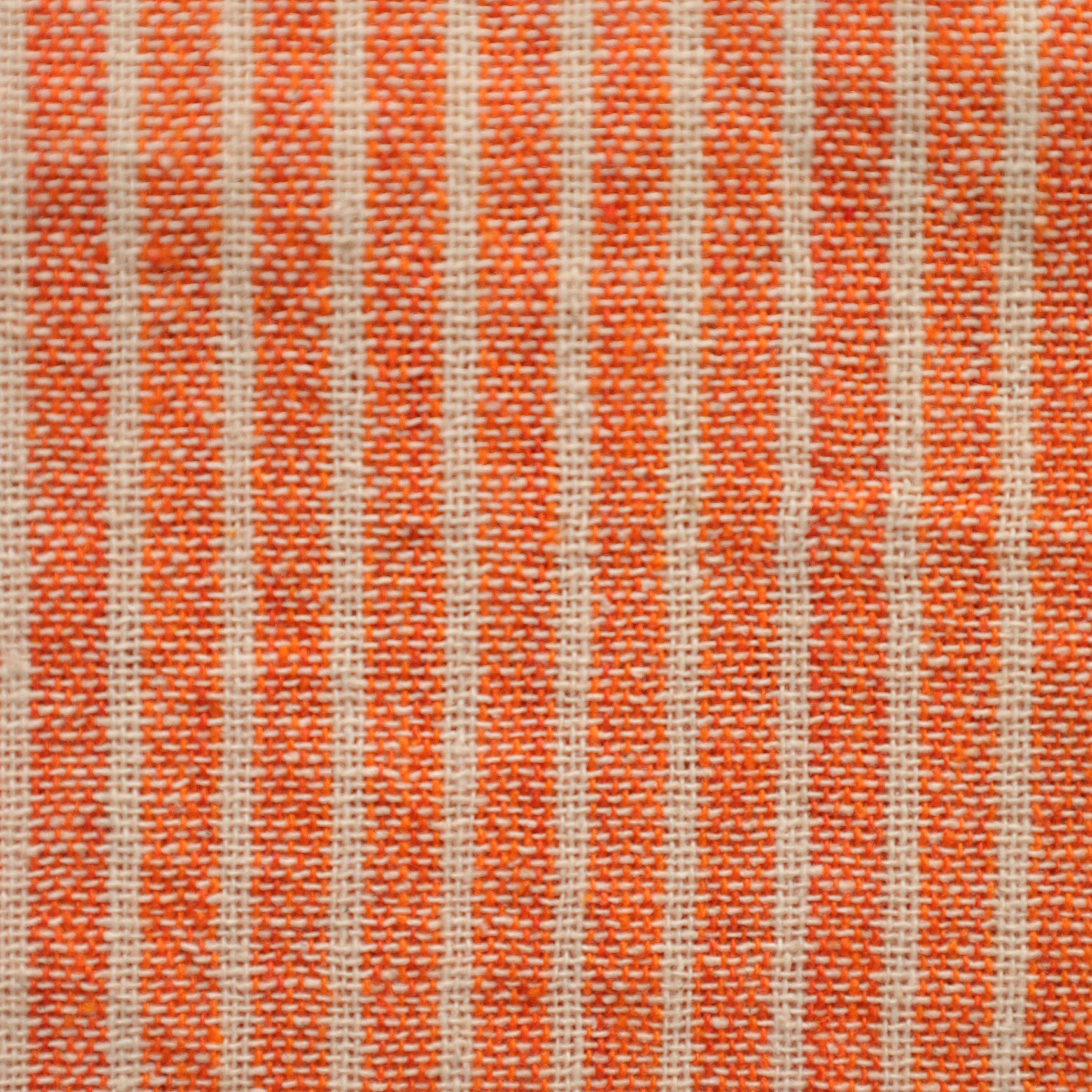 Vibrant Orange Striped Premium Cotton Woven Fabric By The Yard