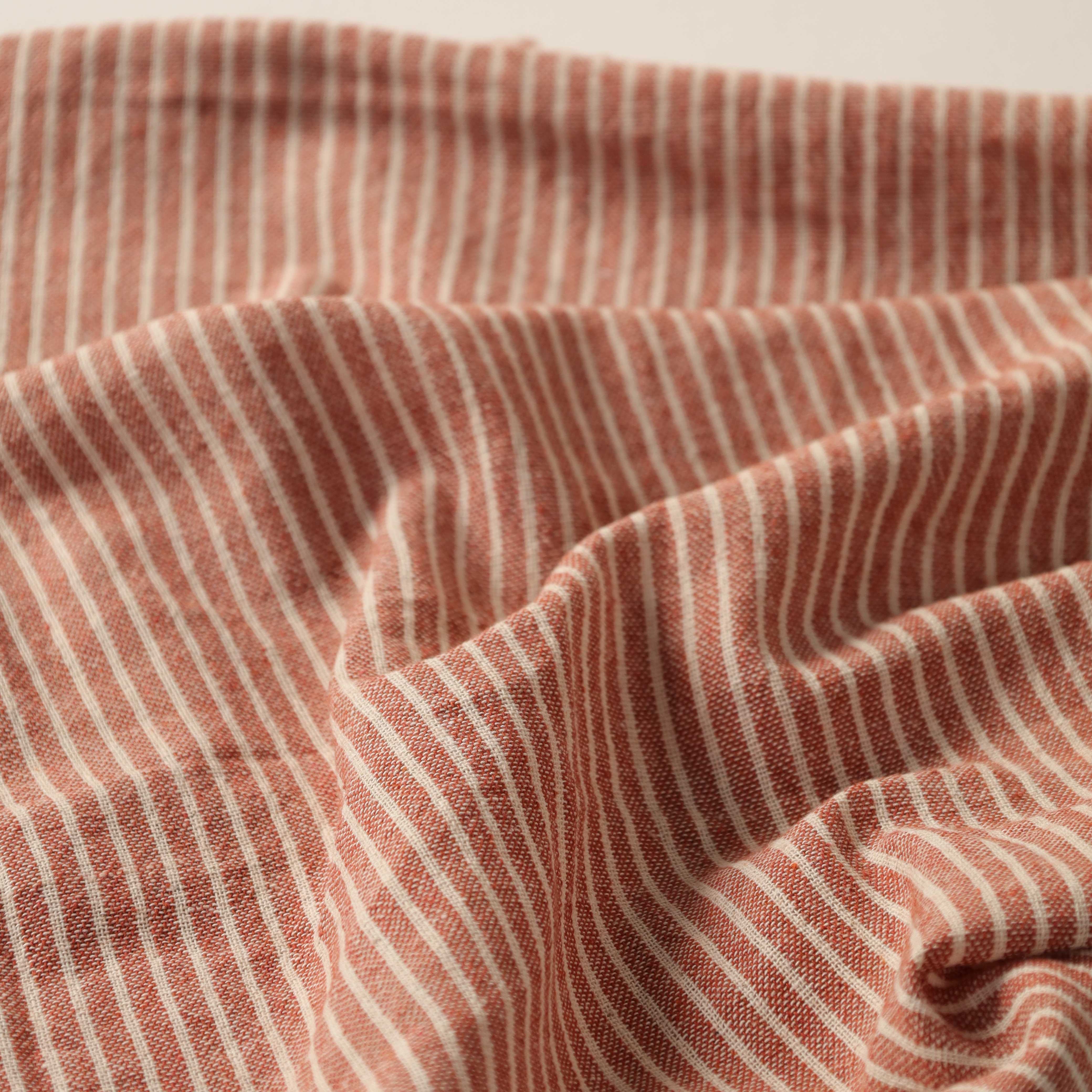 Brown Striped Premium Cotton Woven Fabric By The Yard