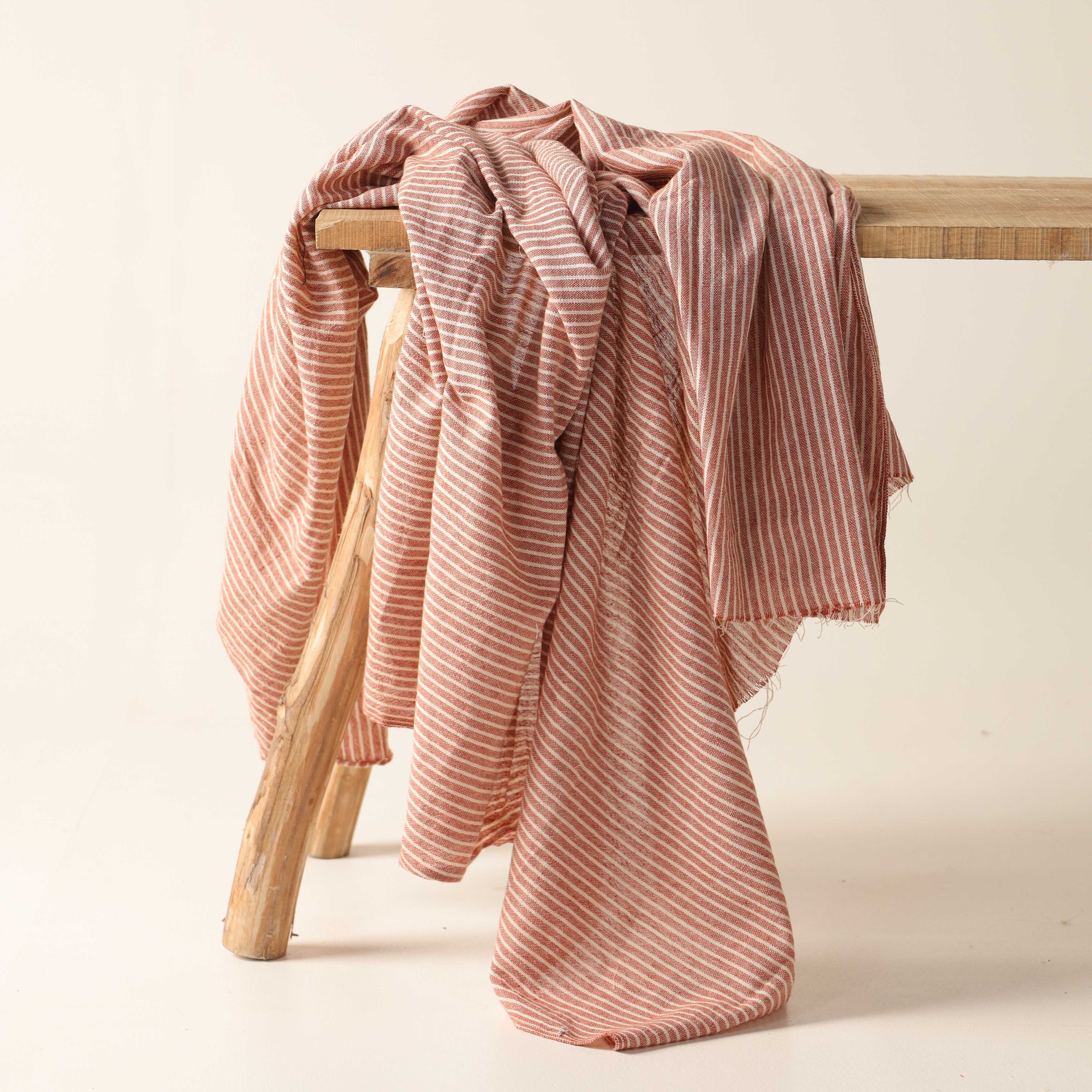 Brown Striped Premium Cotton Woven Fabric By The Yard