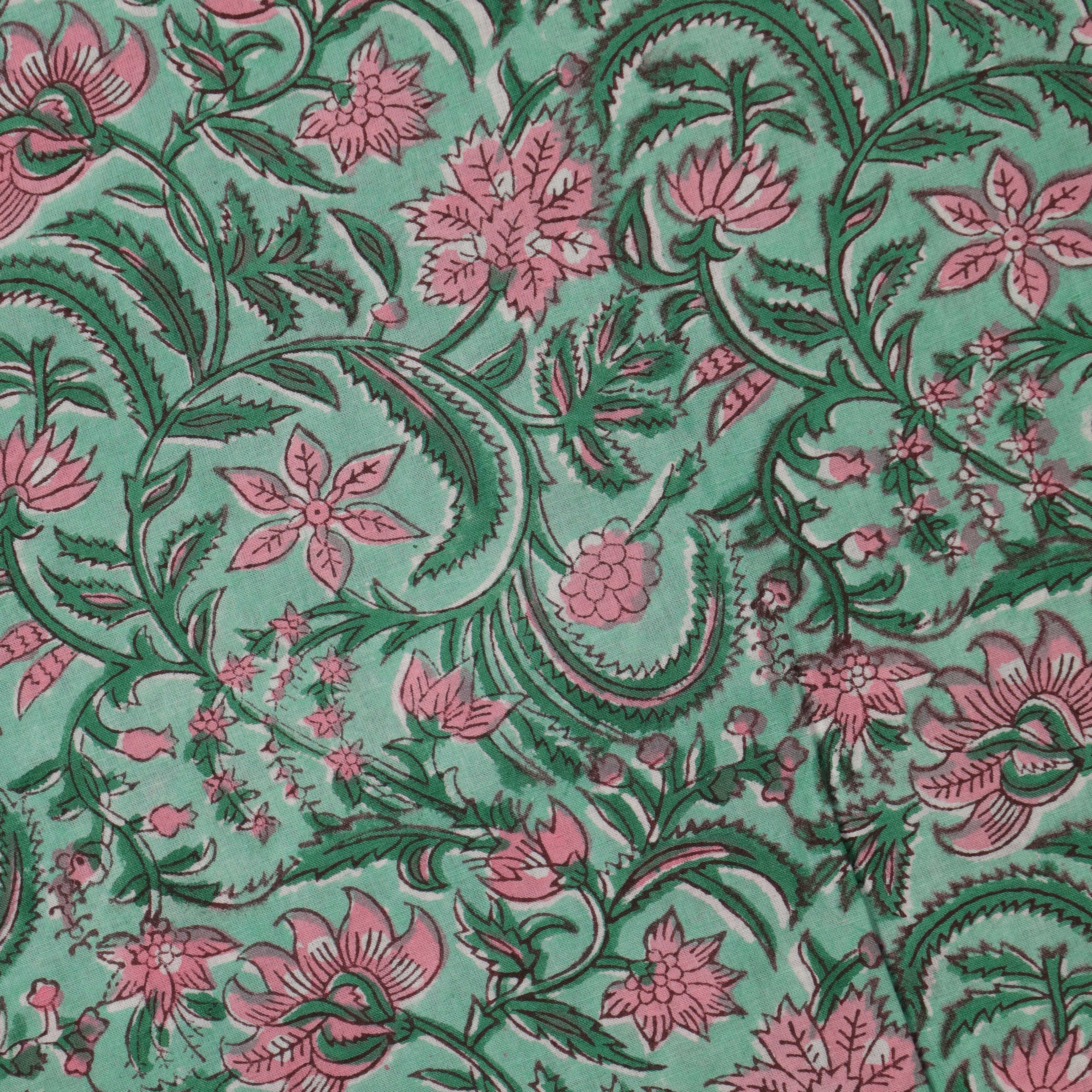 Heritage Floral Hand Block Printed Cotton Fabric Collection