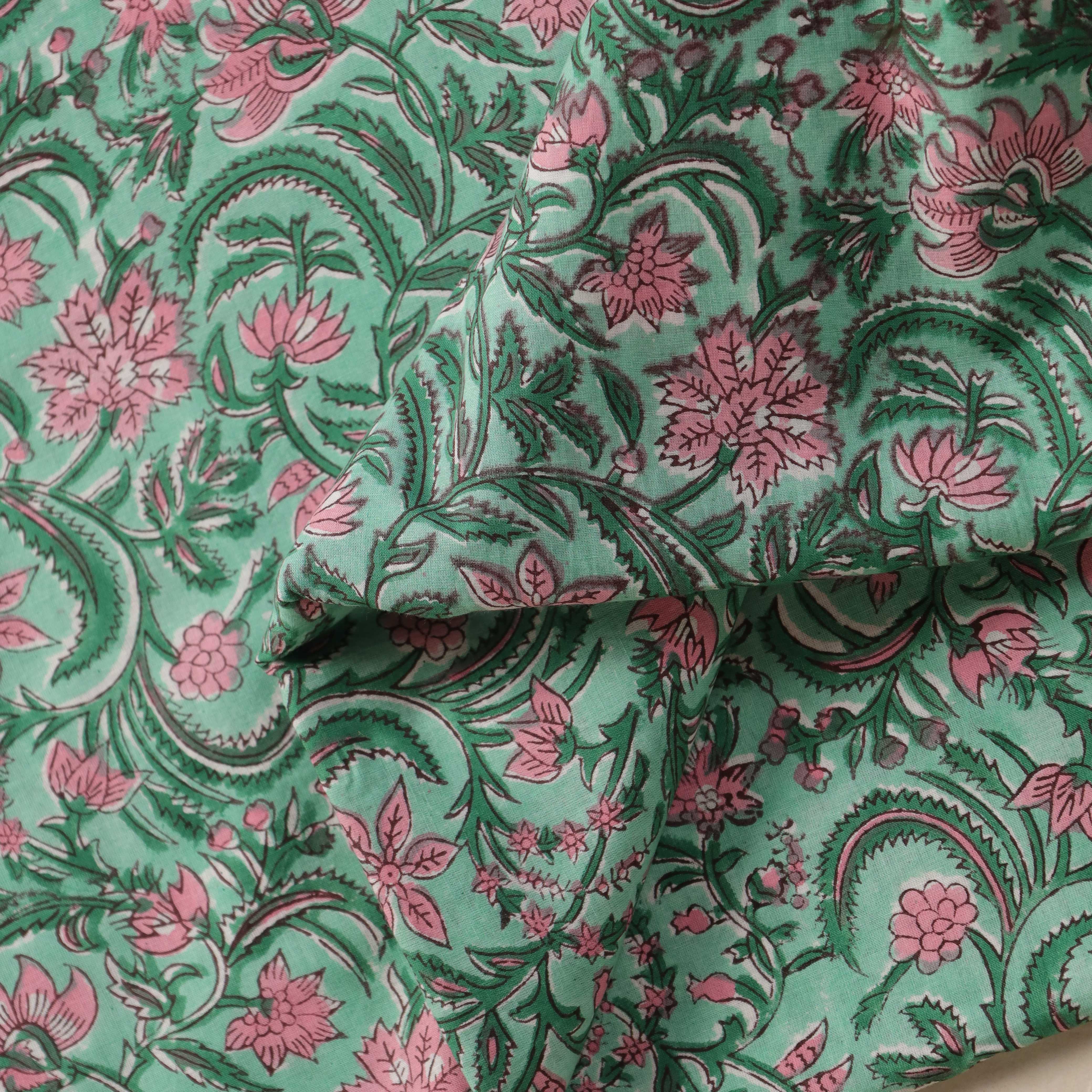 Heritage Floral Hand Block Printed Cotton Fabric Collection