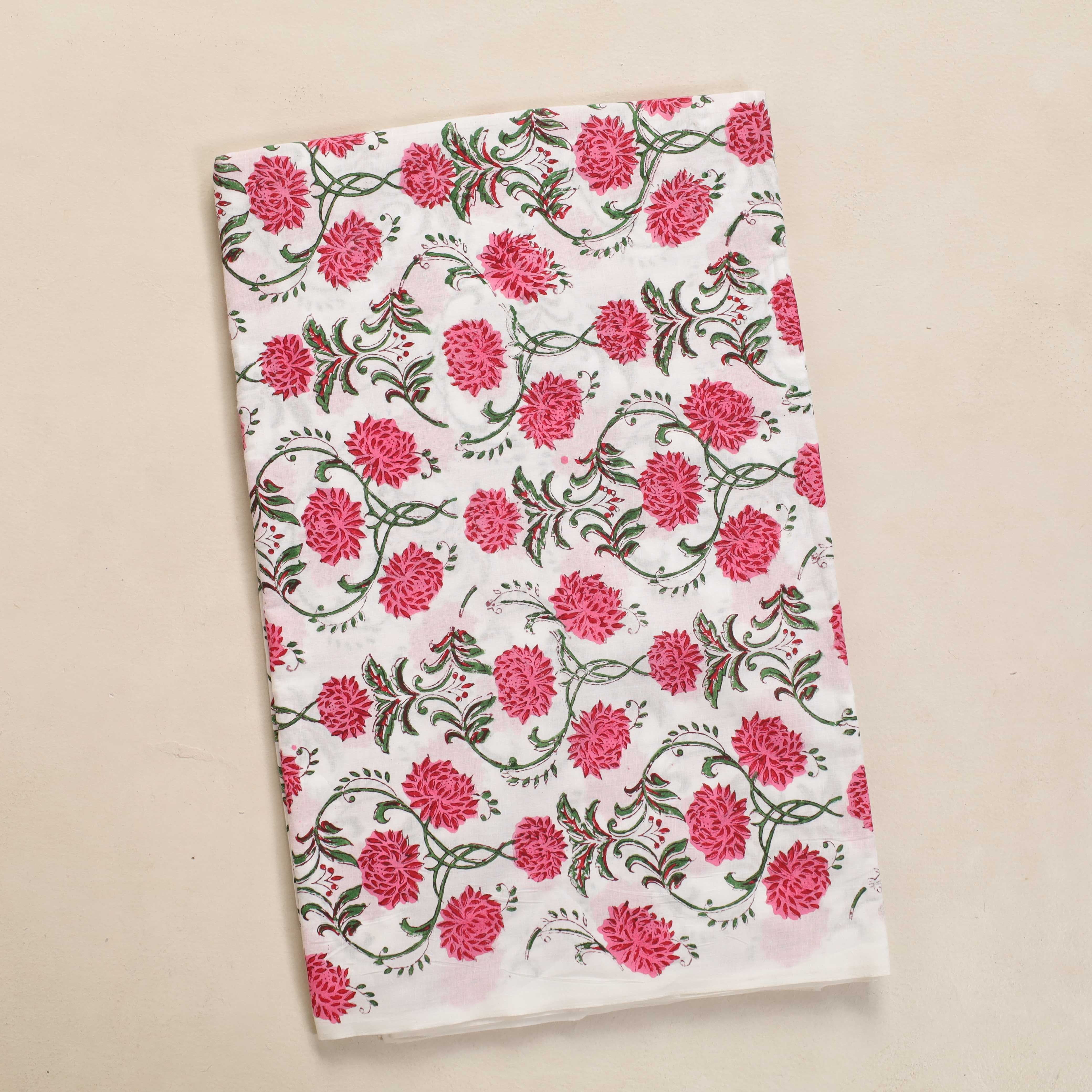 Floral patterned fabric on a beige background