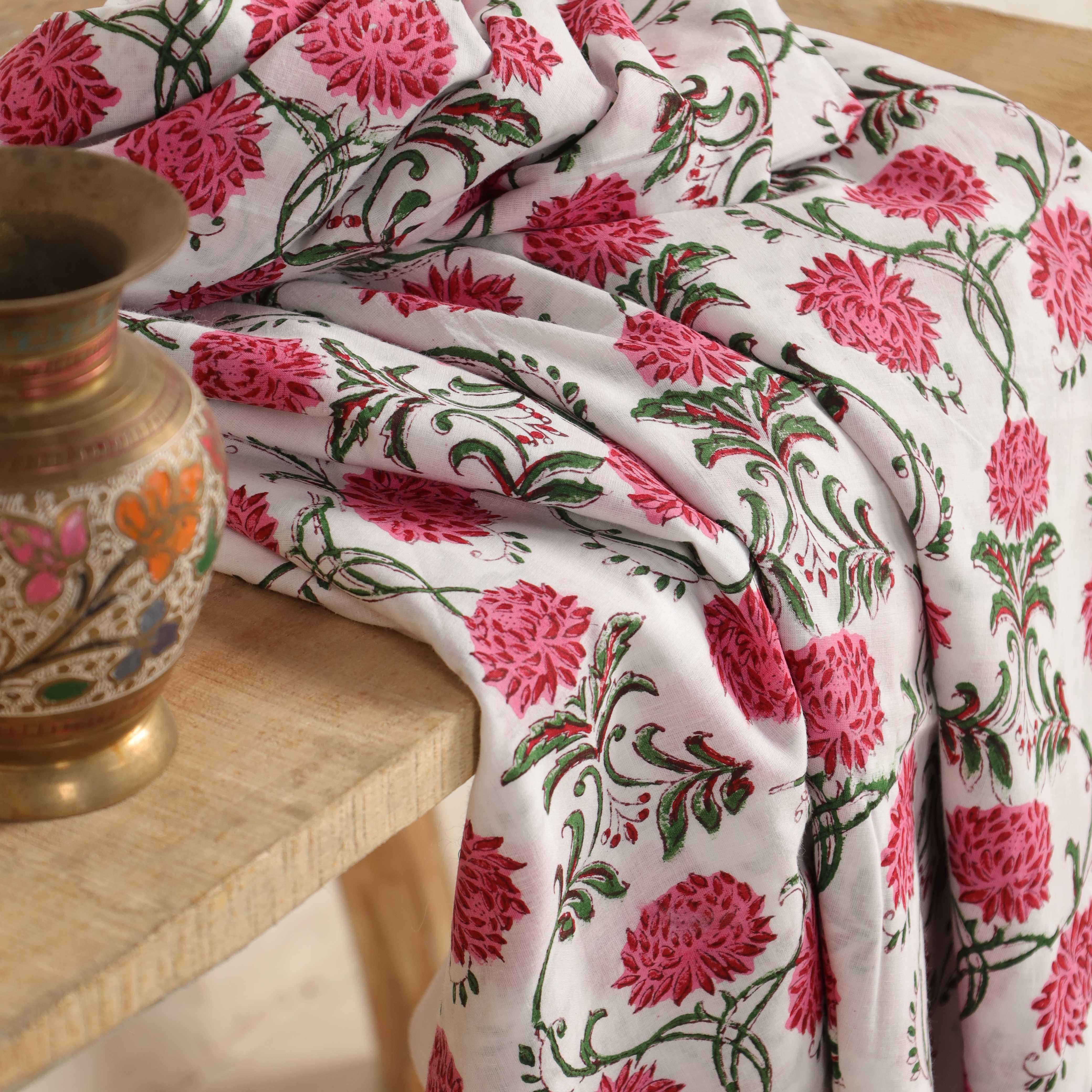 Heritage Botanical Hand Block Printed Cotton Fabric Collection