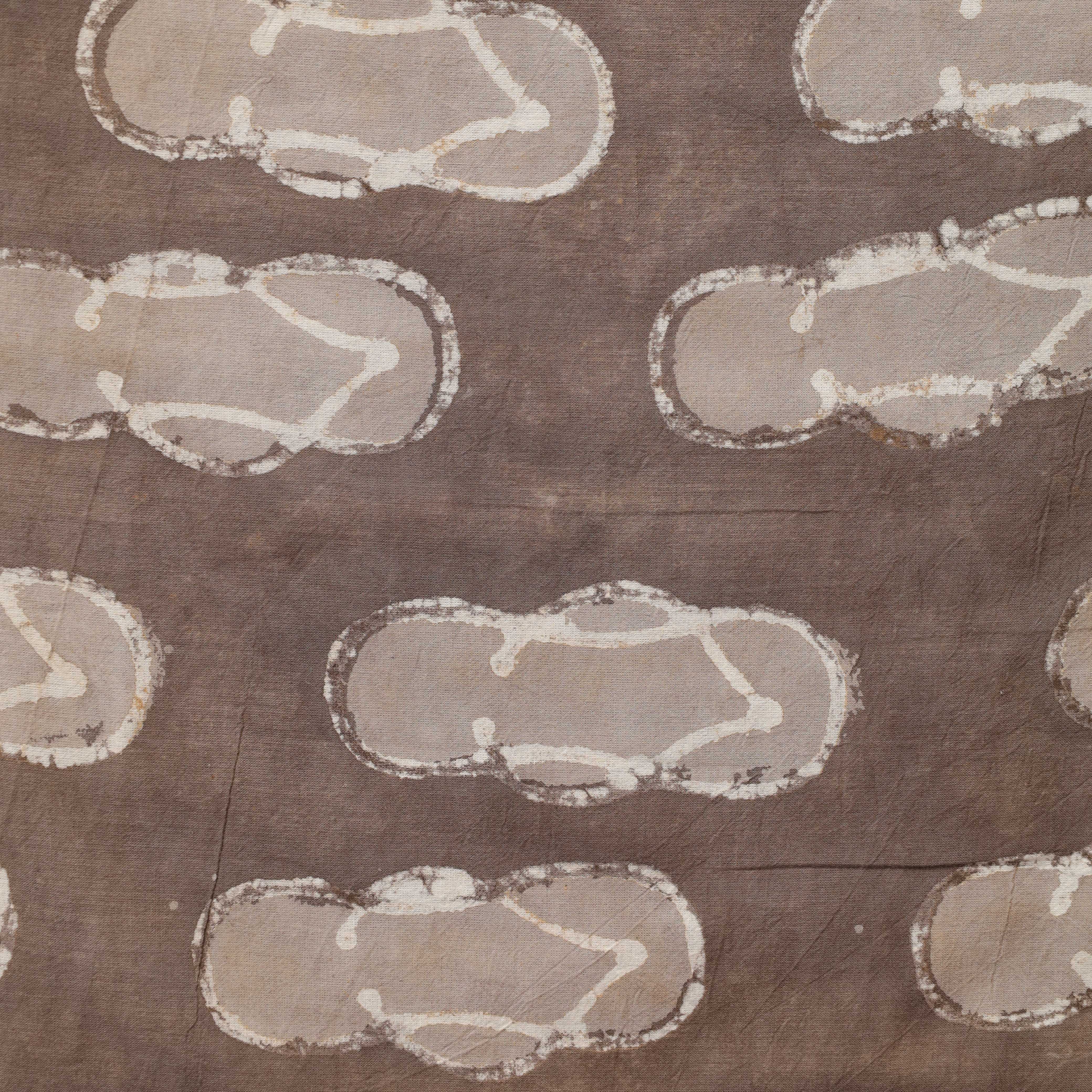Premium Mud Grey Cloud Motif Hand Block Printed Cotton Fabric