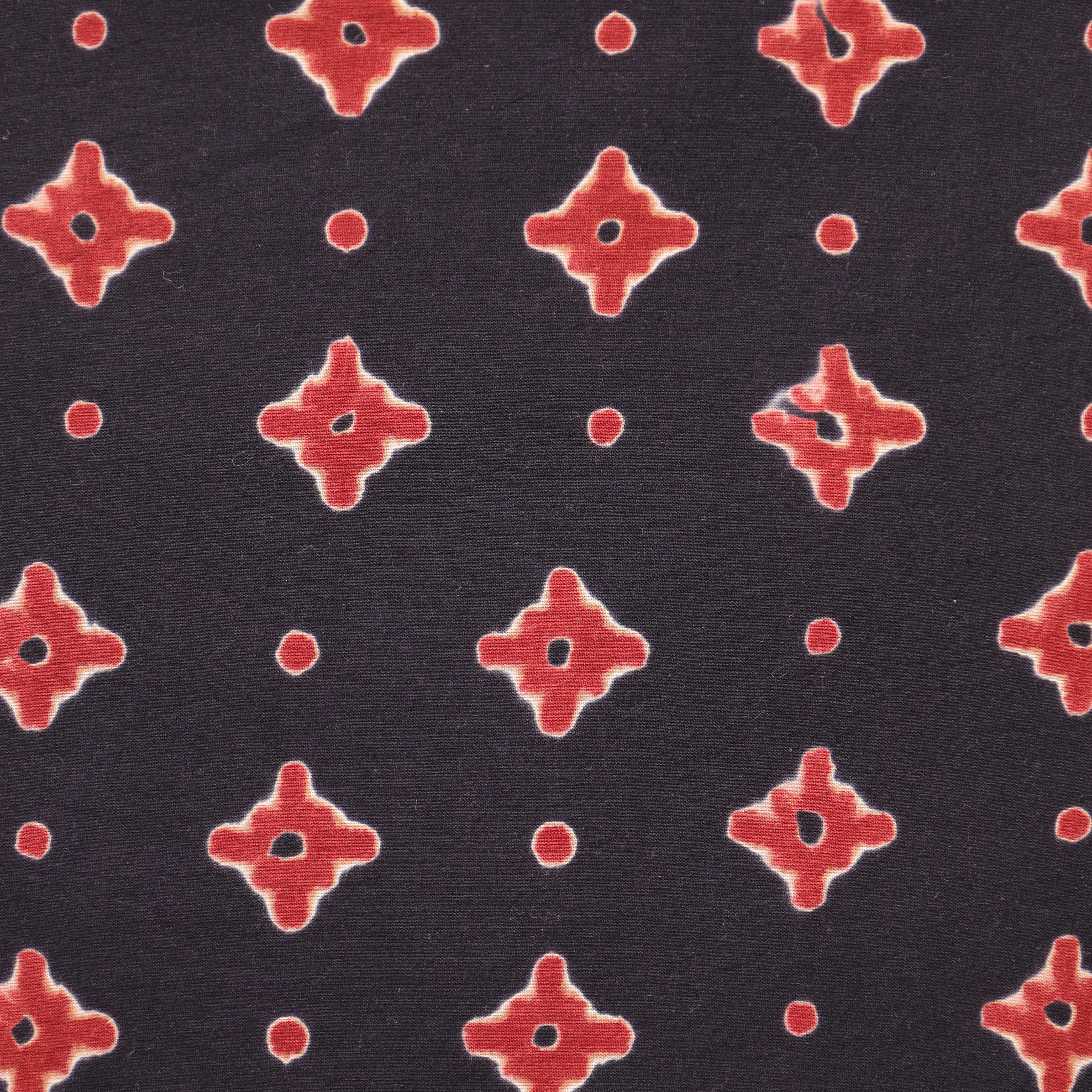 Earthy Crimson Geometric Hand Block Printed Cotton Fabric