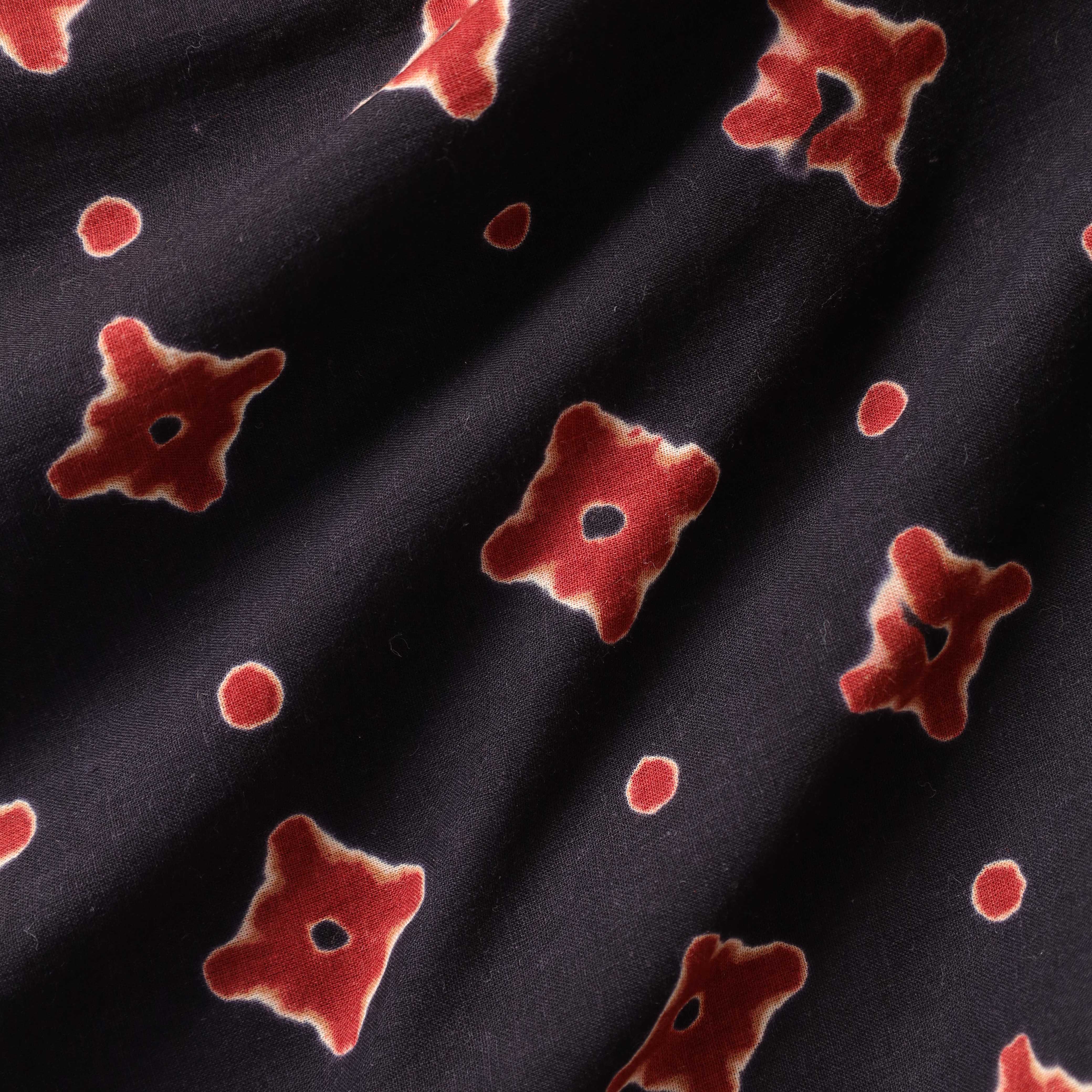 Earthy Crimson Geometric Hand Block Printed Cotton Fabric