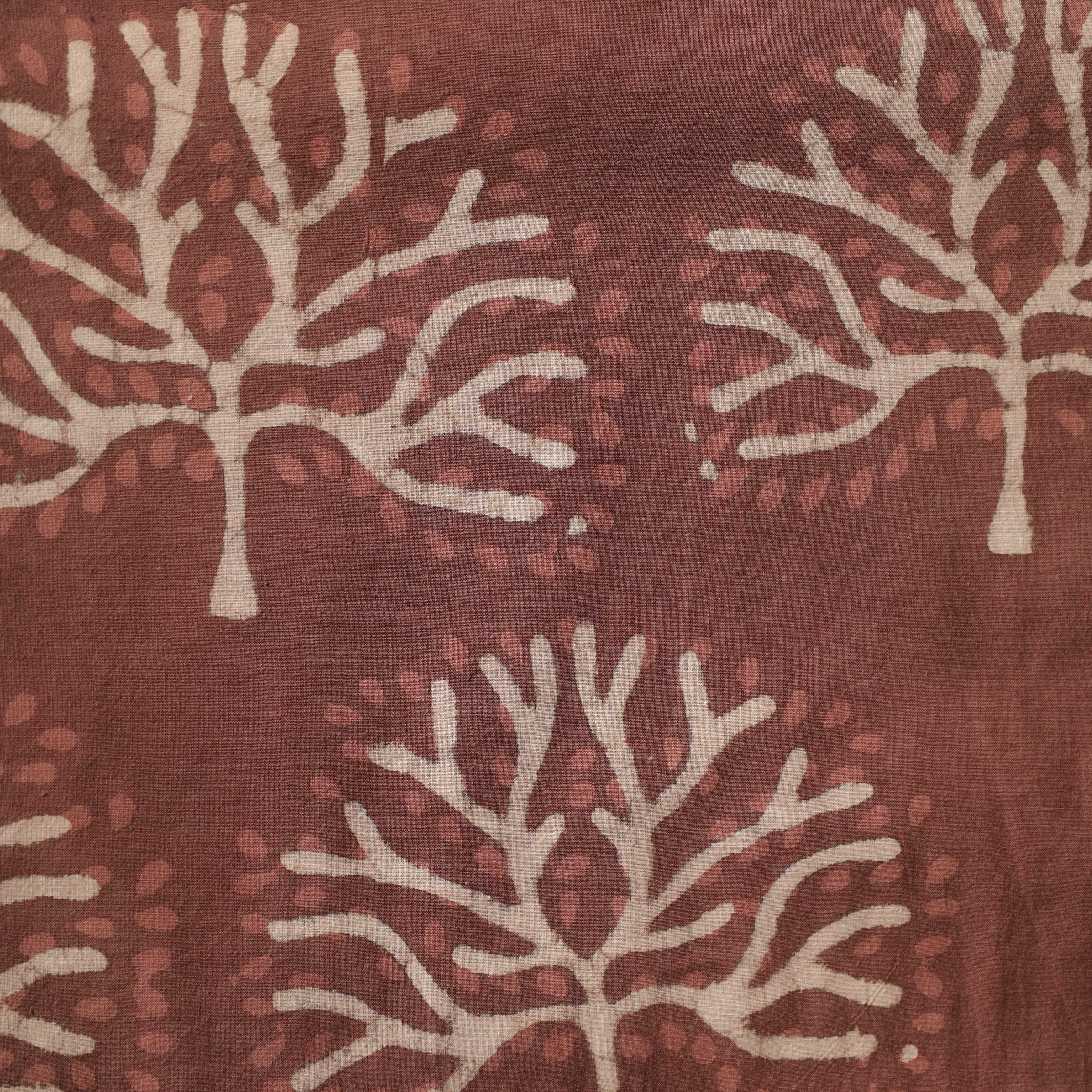 Hand Block Printed Cotton Fabric - Terracotta Tree Motif